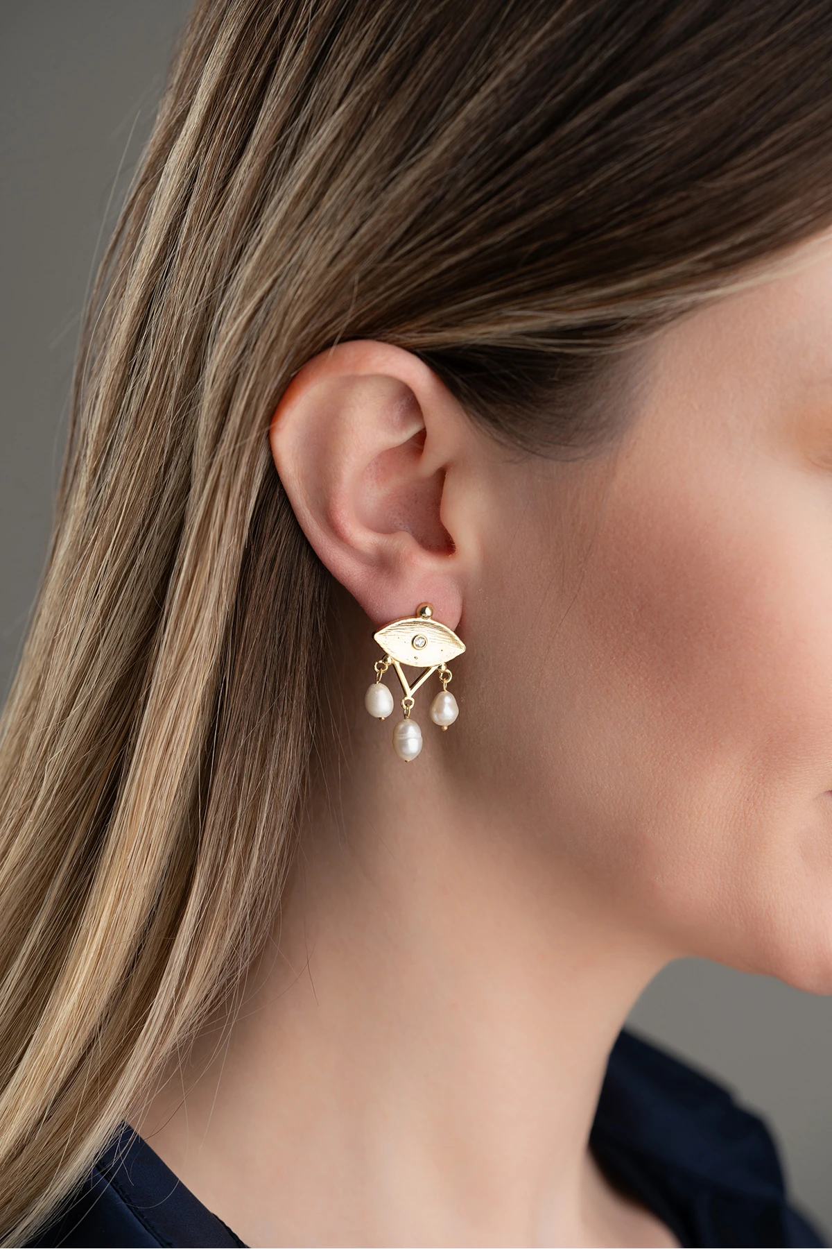 Gümüş incili Trend Gold Küpe