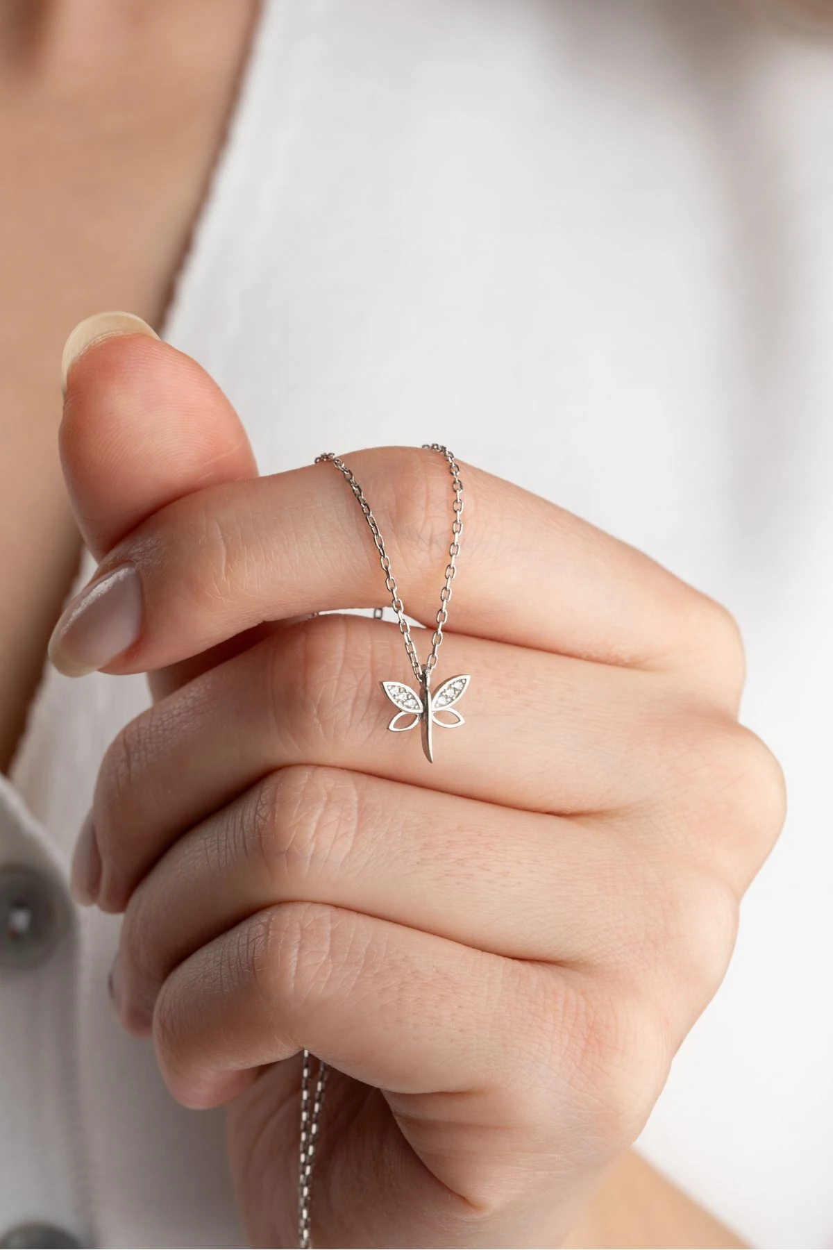 Gümüş Minimal Yusufçuk Kolye