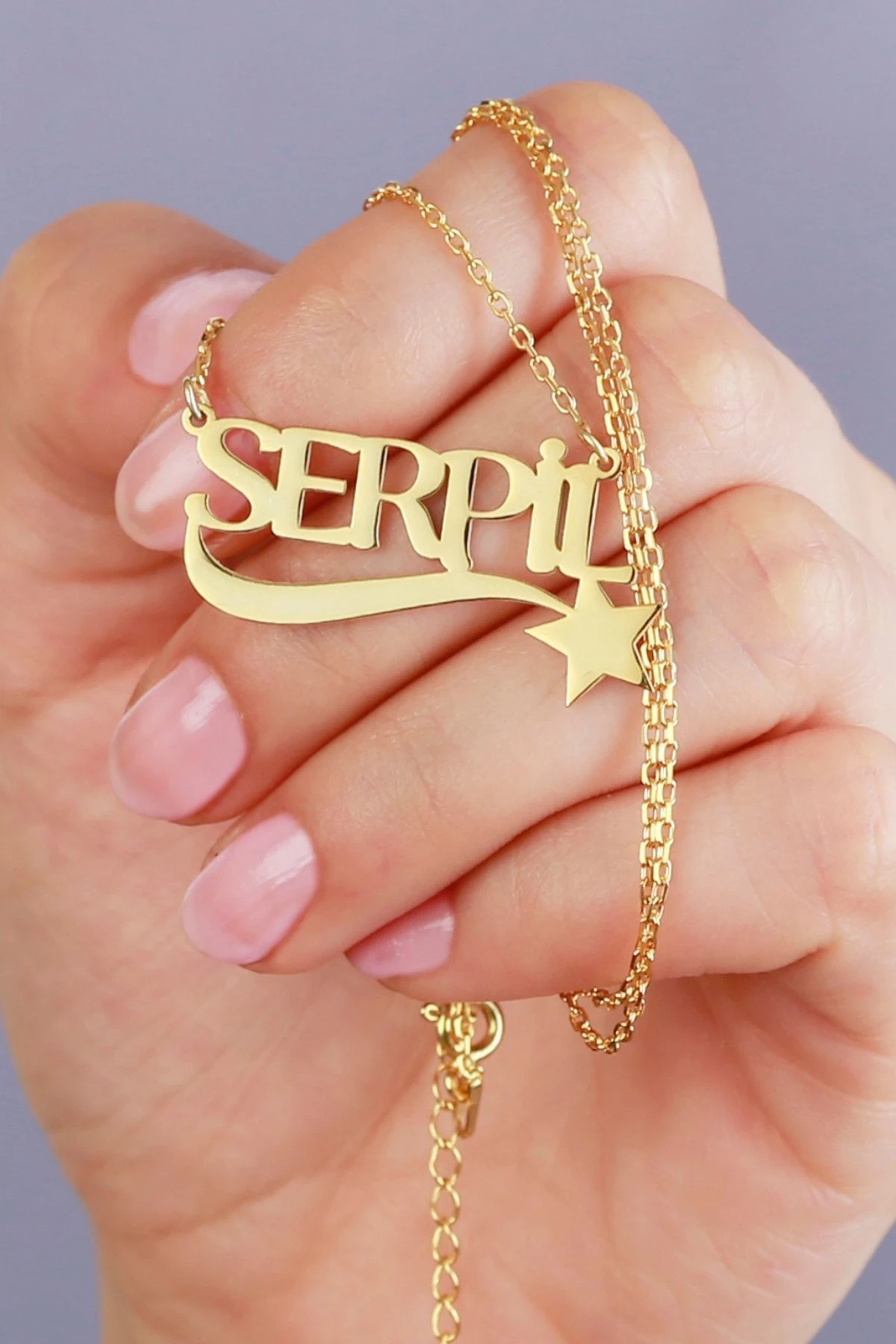 Gümüş Yıldızlı Isimli Kolye