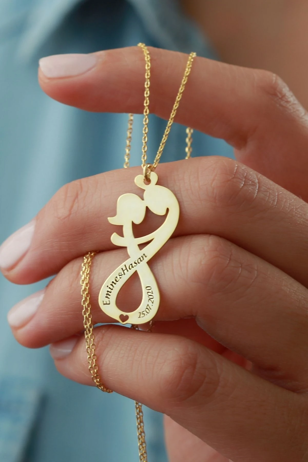 Gümüş Isimli Sonsuz Çift Kolye