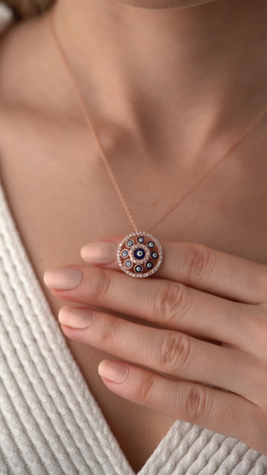 Gümüş Göz Nazarlı Kolye