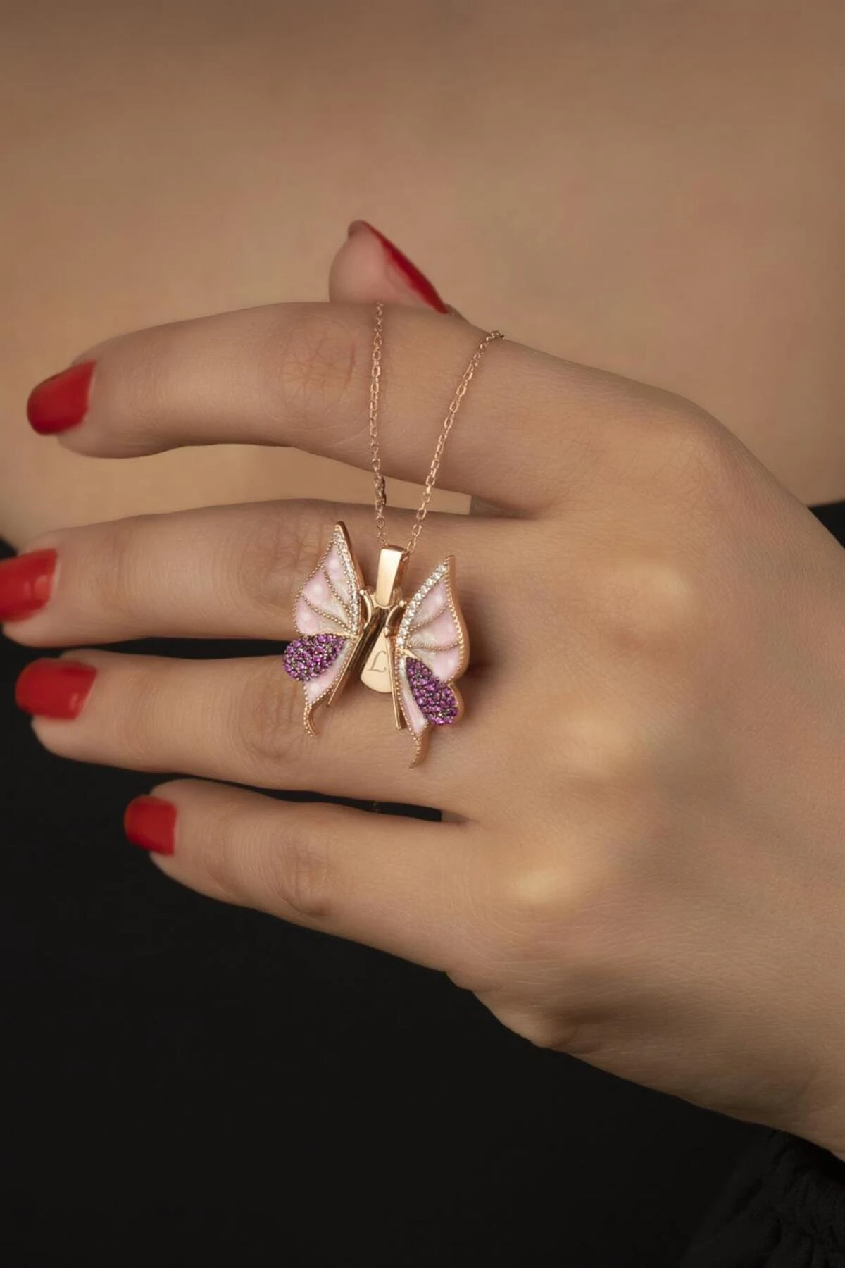 Gümüş Açılabilen Kelebek Kolye