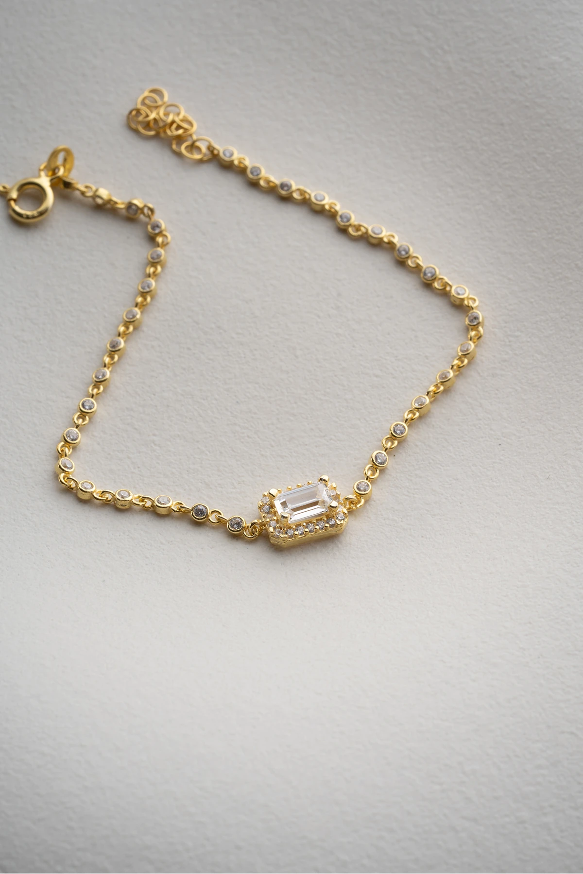 Gümüş Baget Taşlı Su Yolu Bileklik