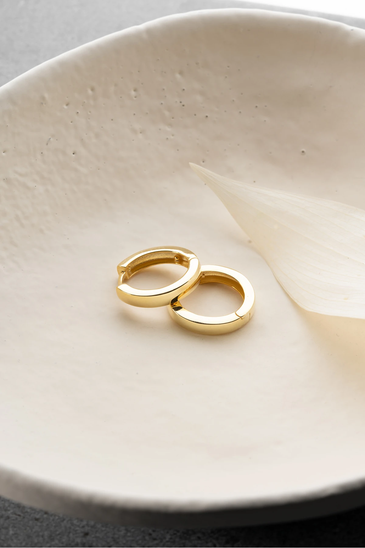 Gümüş Gold Taşsız Halka Küpe