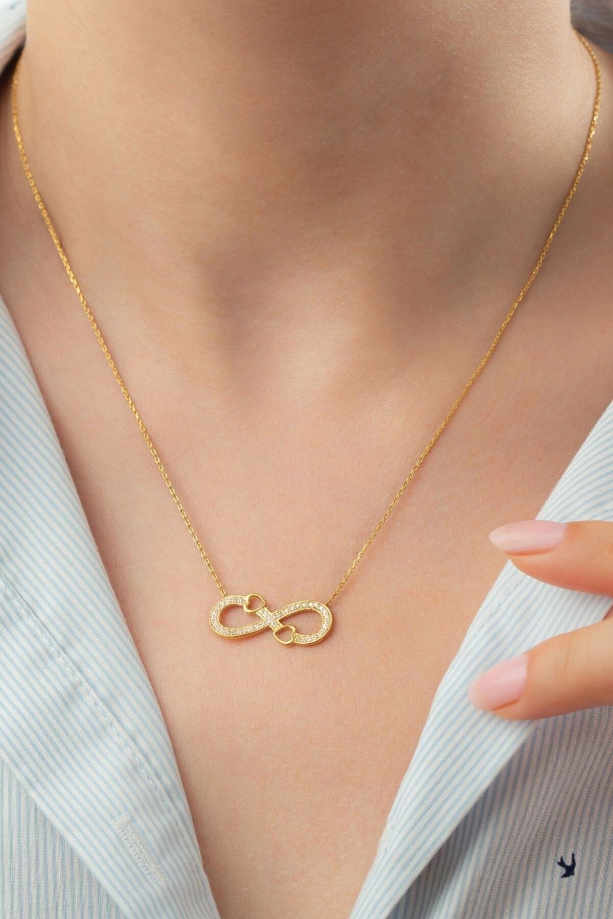 Gümüş Sonsuzluk Kalpli Kolye