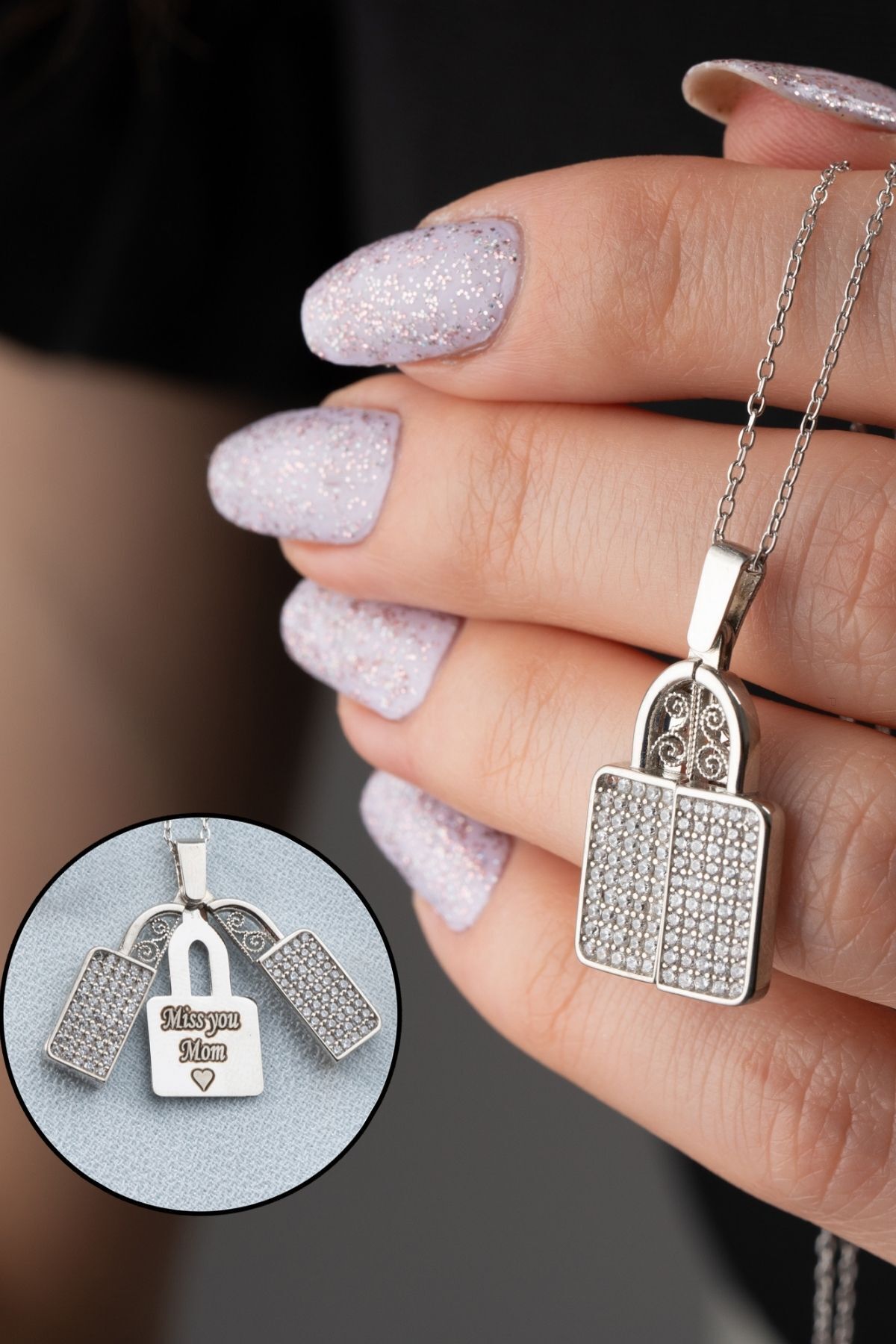 Gümüş Açılır Kilit Kolye