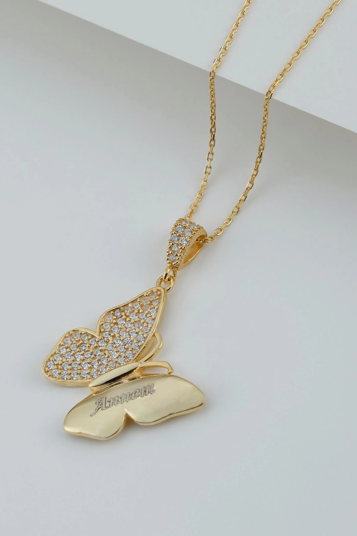 Gümüş Annem Kelebek Kolye