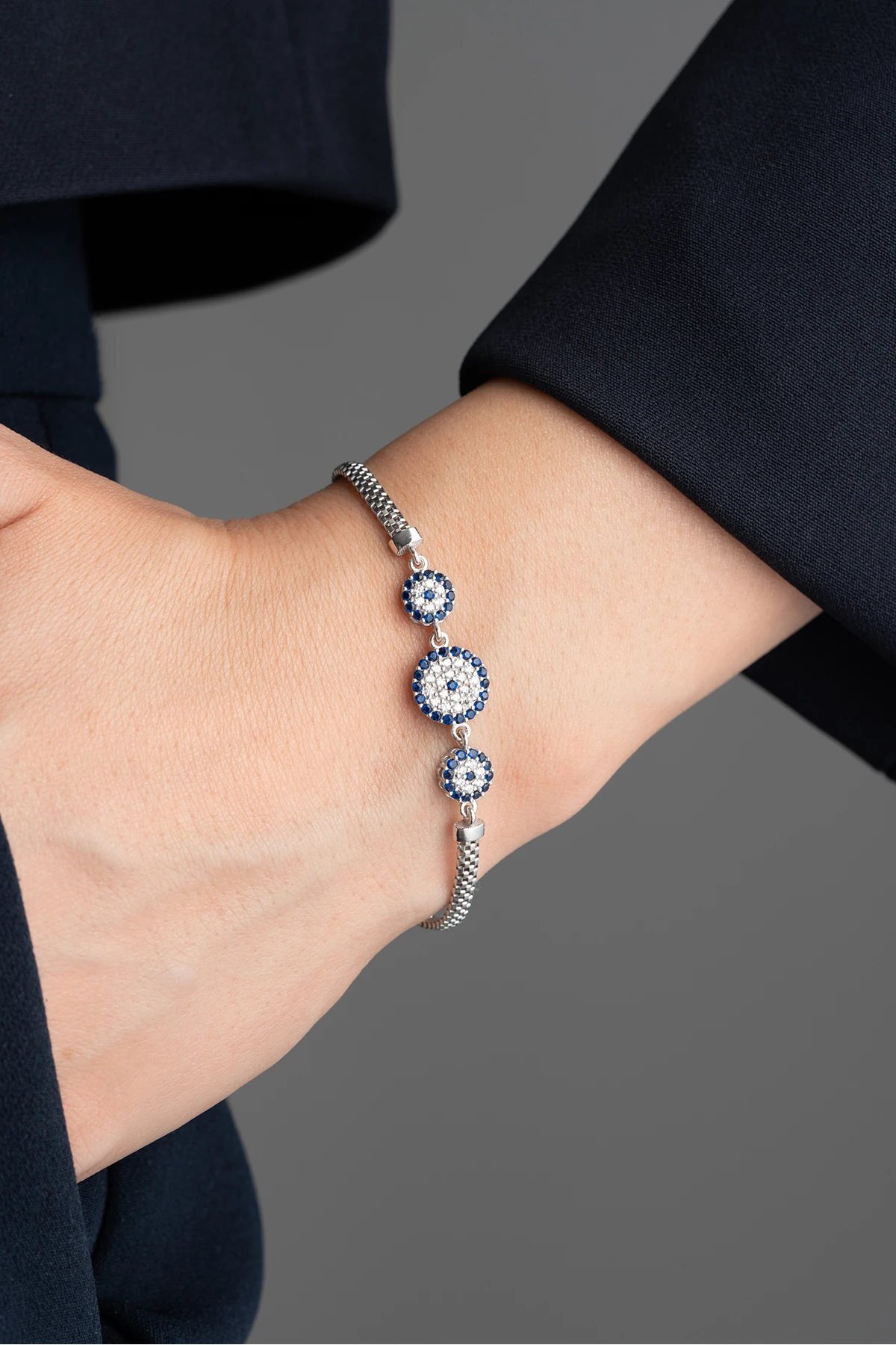 Gümüş 3'lü Nazar Bileklik