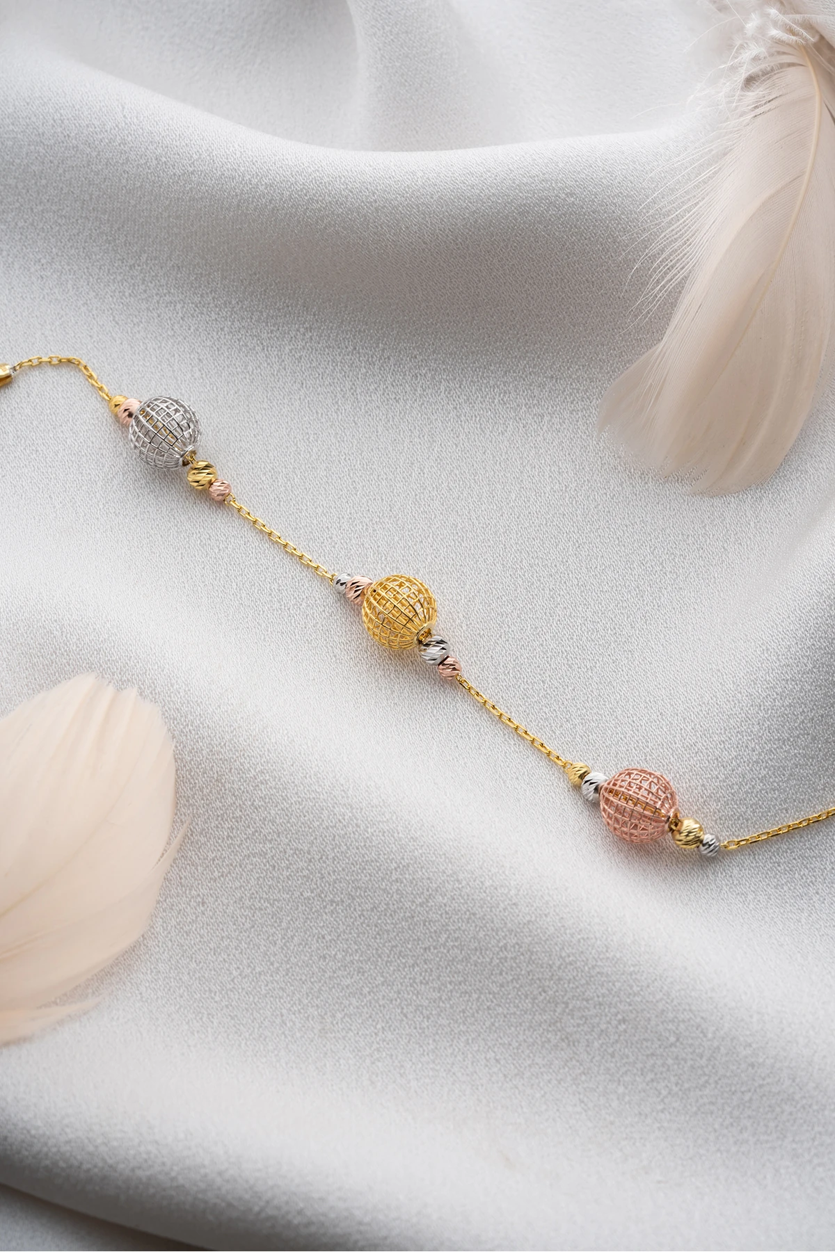 Gümüş 3 Renk Kafes Dorika Bileklik