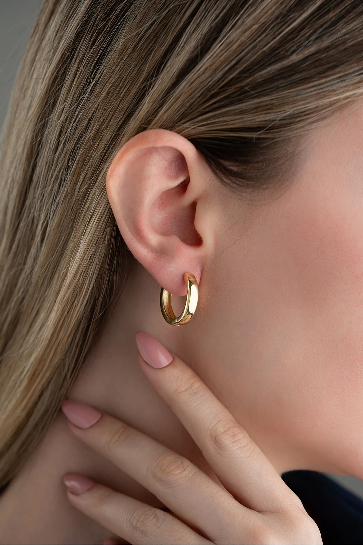 Gümüş Gold Taşsız Halka Küpe