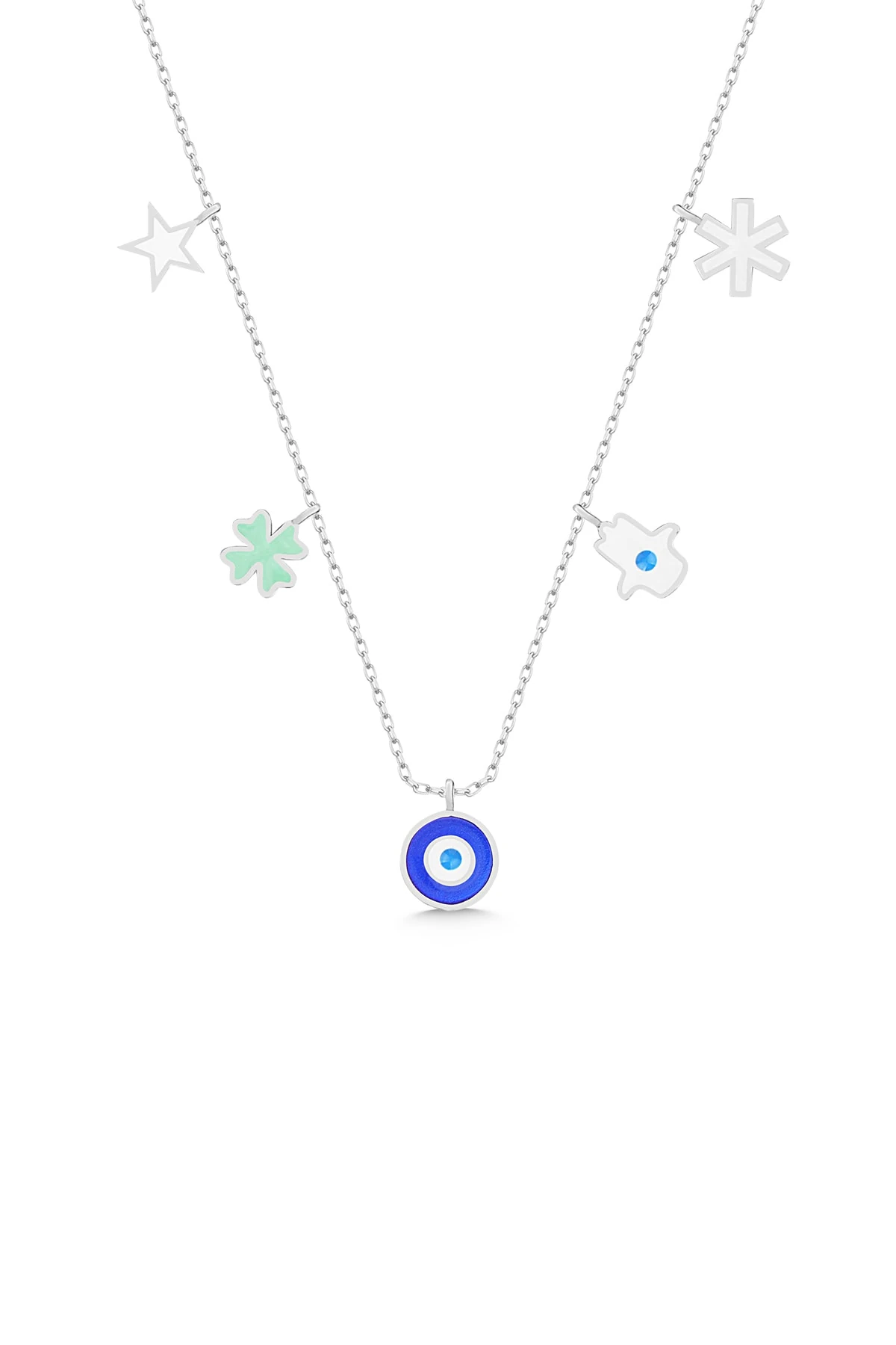 Gümüş Mineli Şans Kolye