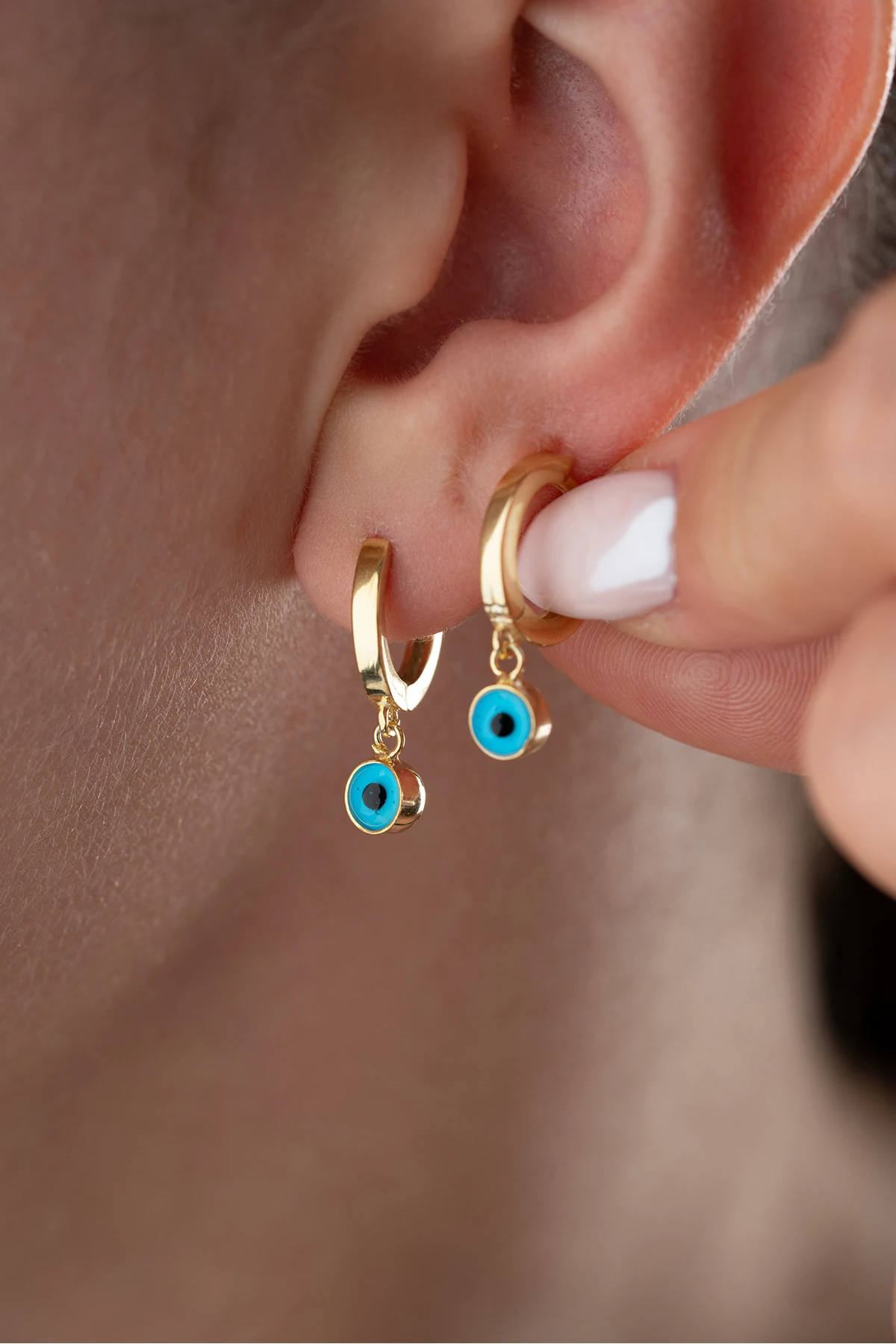 Gümüş Nazar Boncuklu Küpe