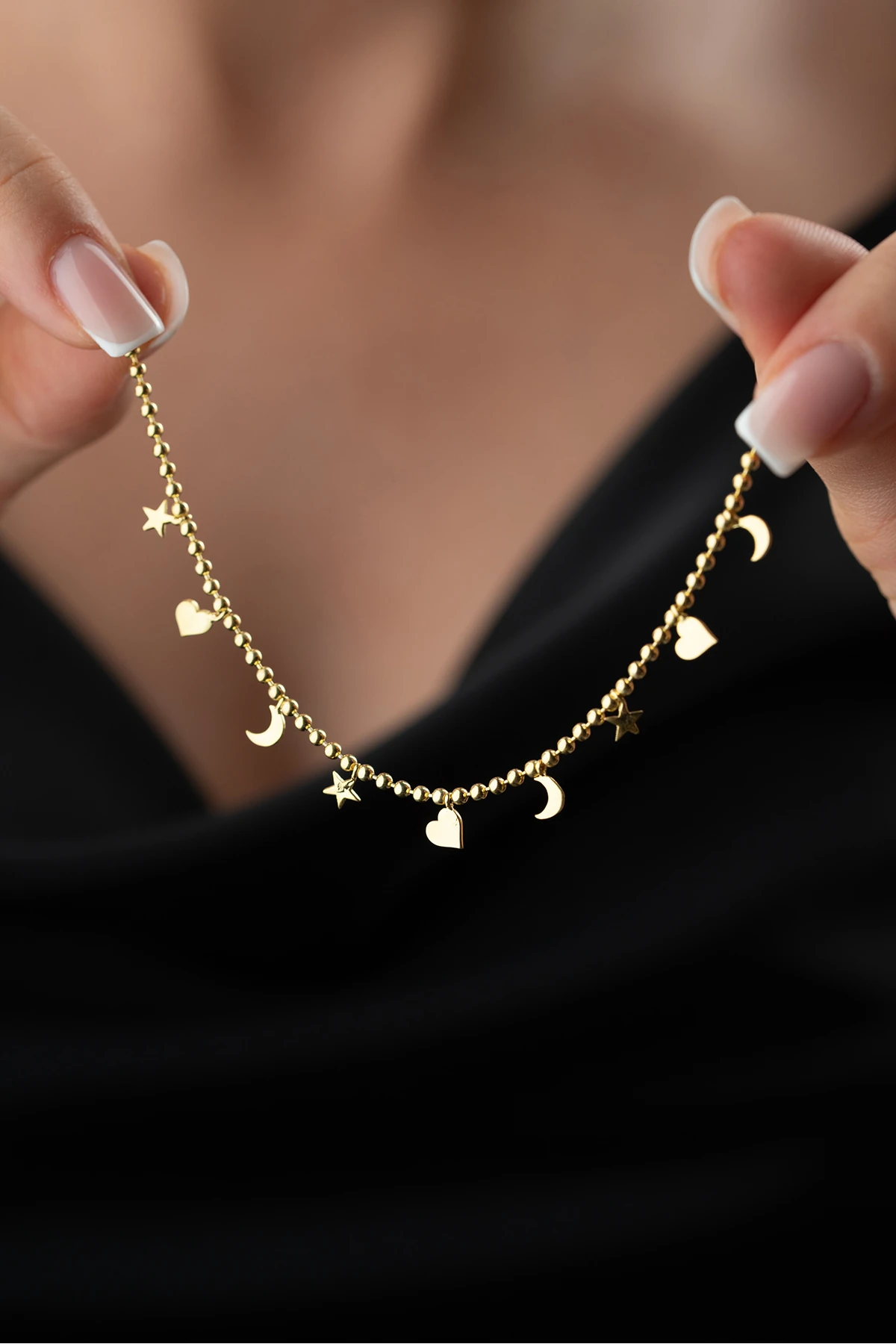 Gümüş Top Zincirli Şans Kolye