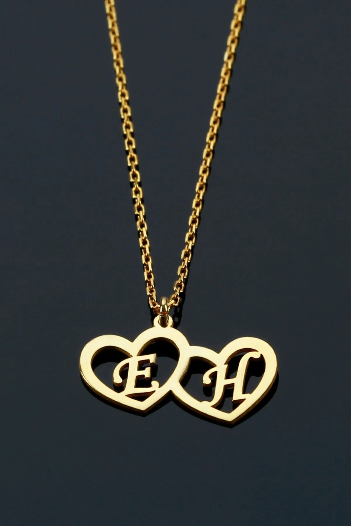 Gümüş Ikiz Kalpli Kolye