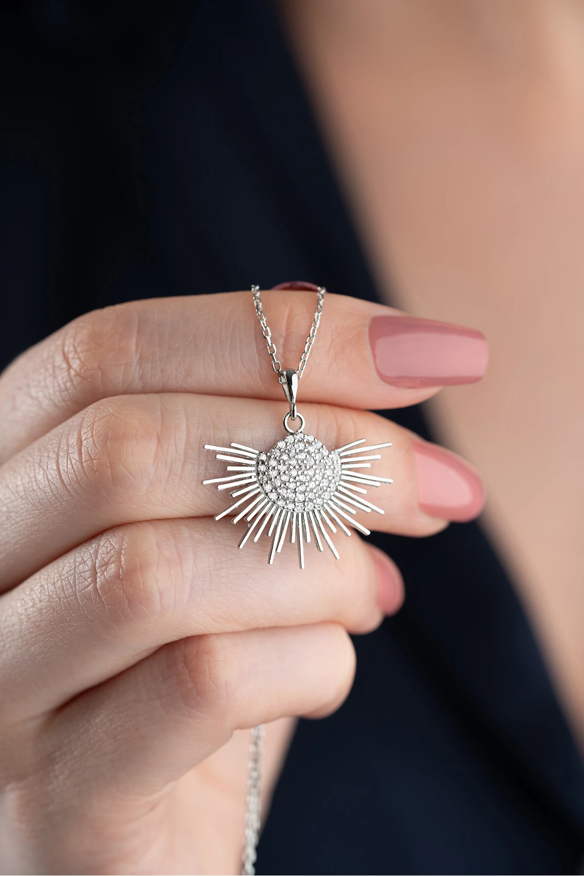 Gümüş Güneş Kolye