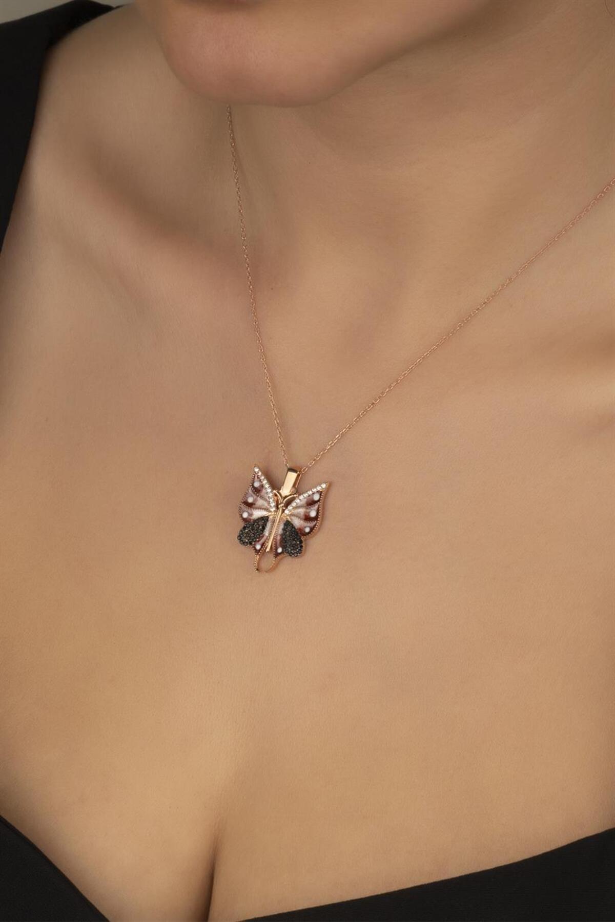 Gümüş Açılabilen Kelebek Kolye