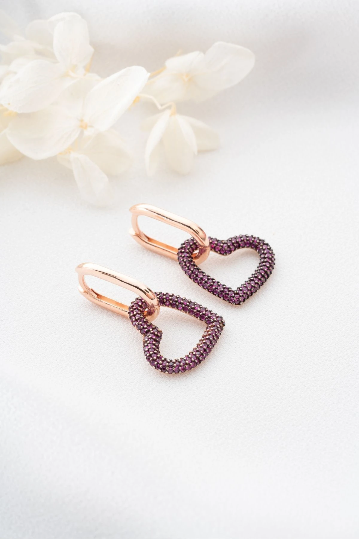 Gümüş Sallantılı Kalp Küpe