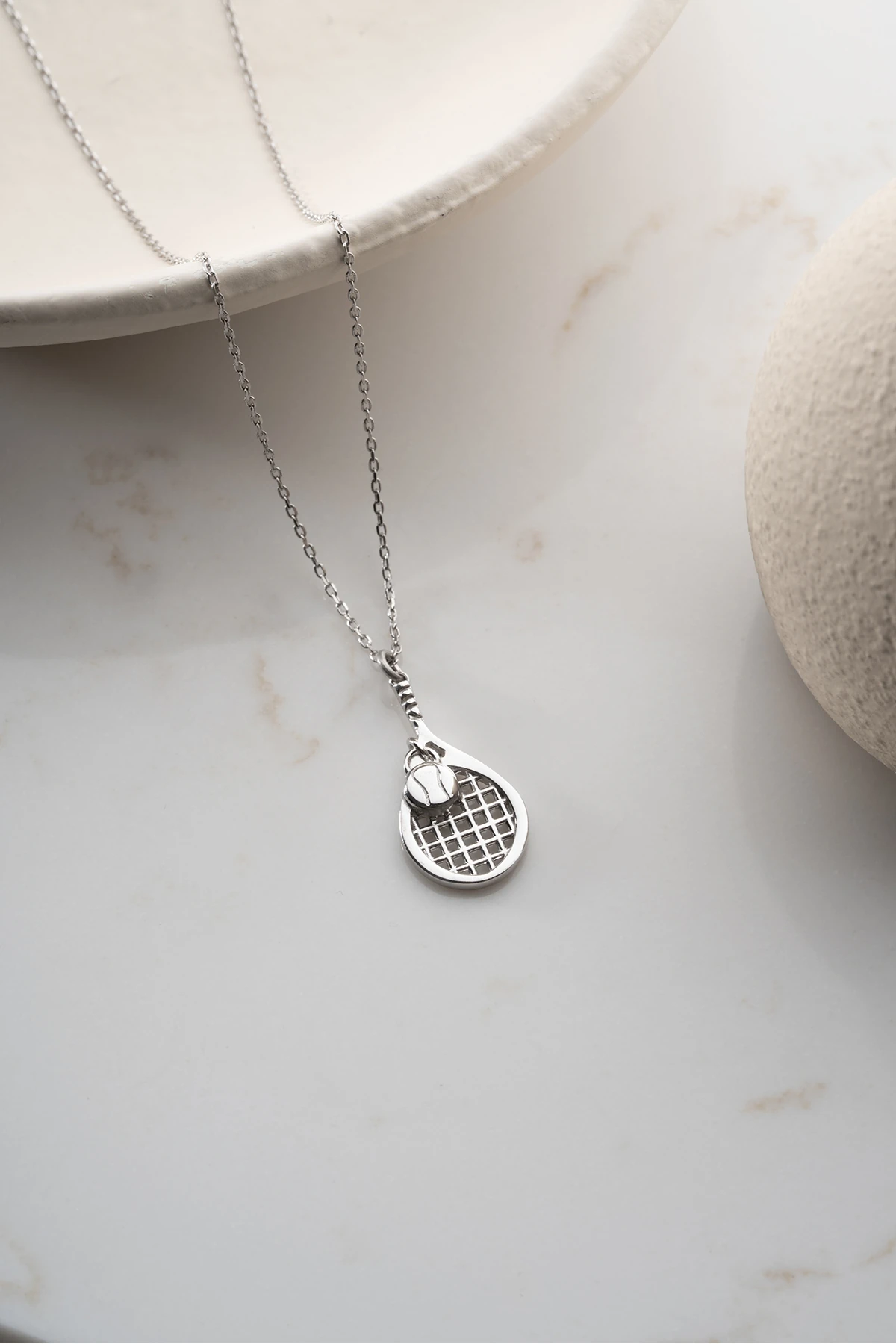 Gümüş Tenis Raketi Kolye