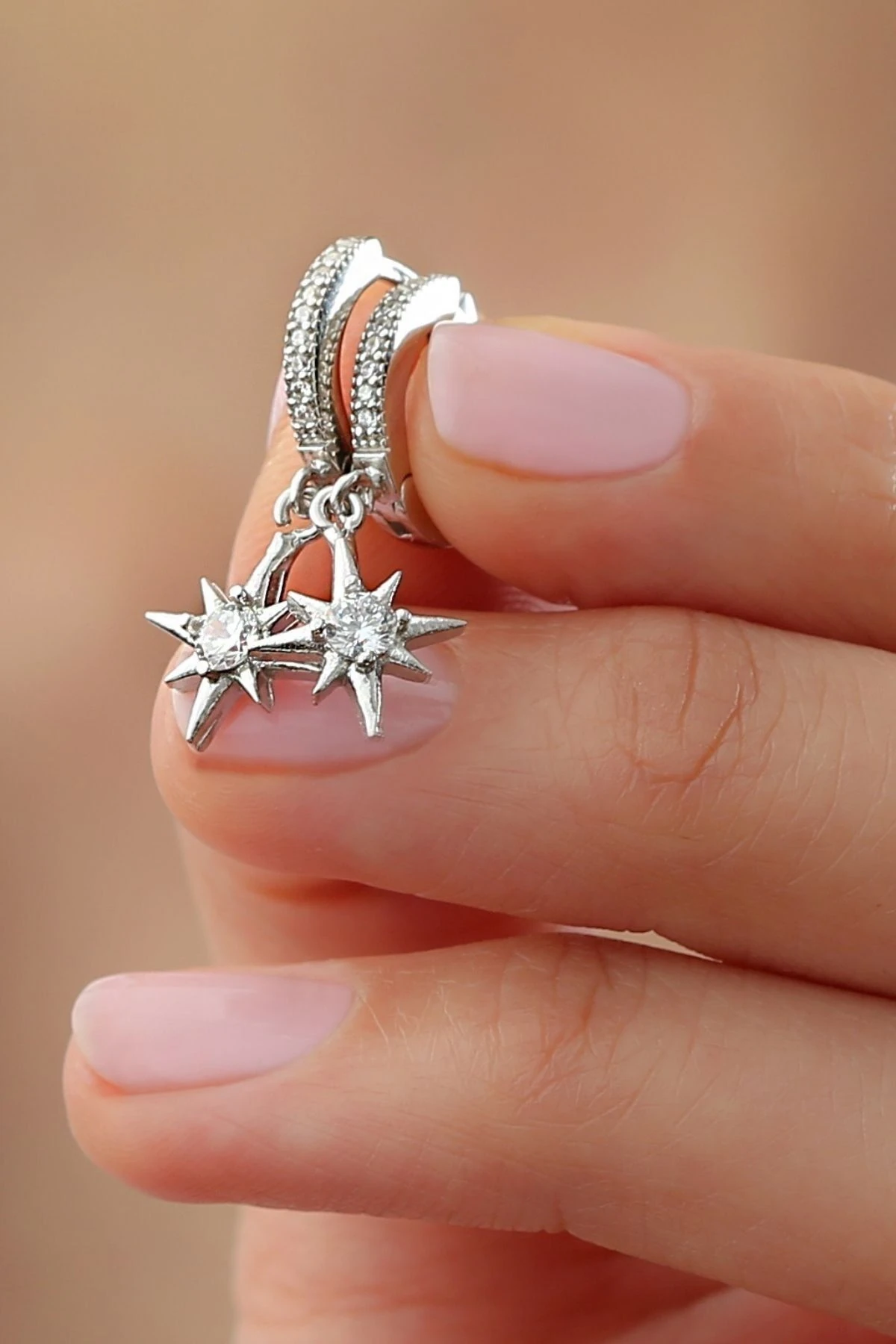 Gümüş Kutup Yıldızı Halka Küpe