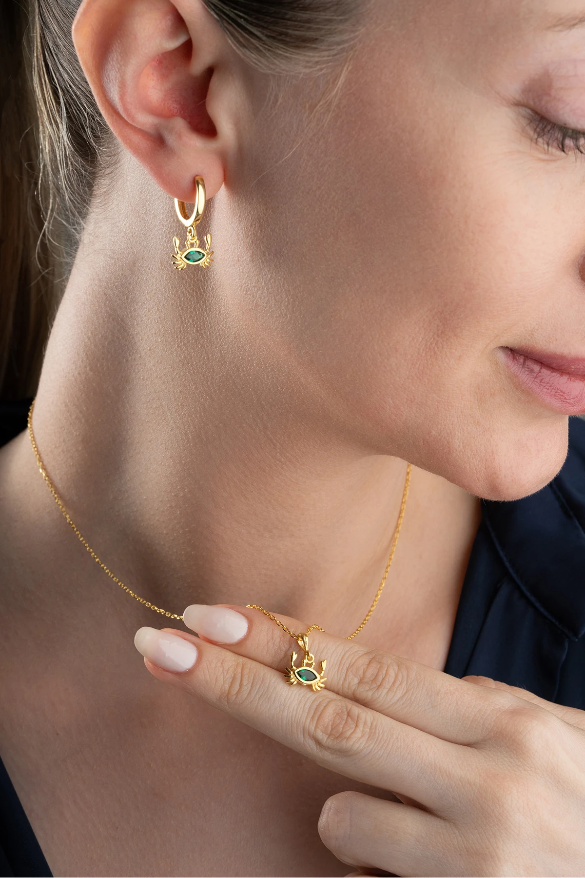 Gümüş Yengeç Takı Seti