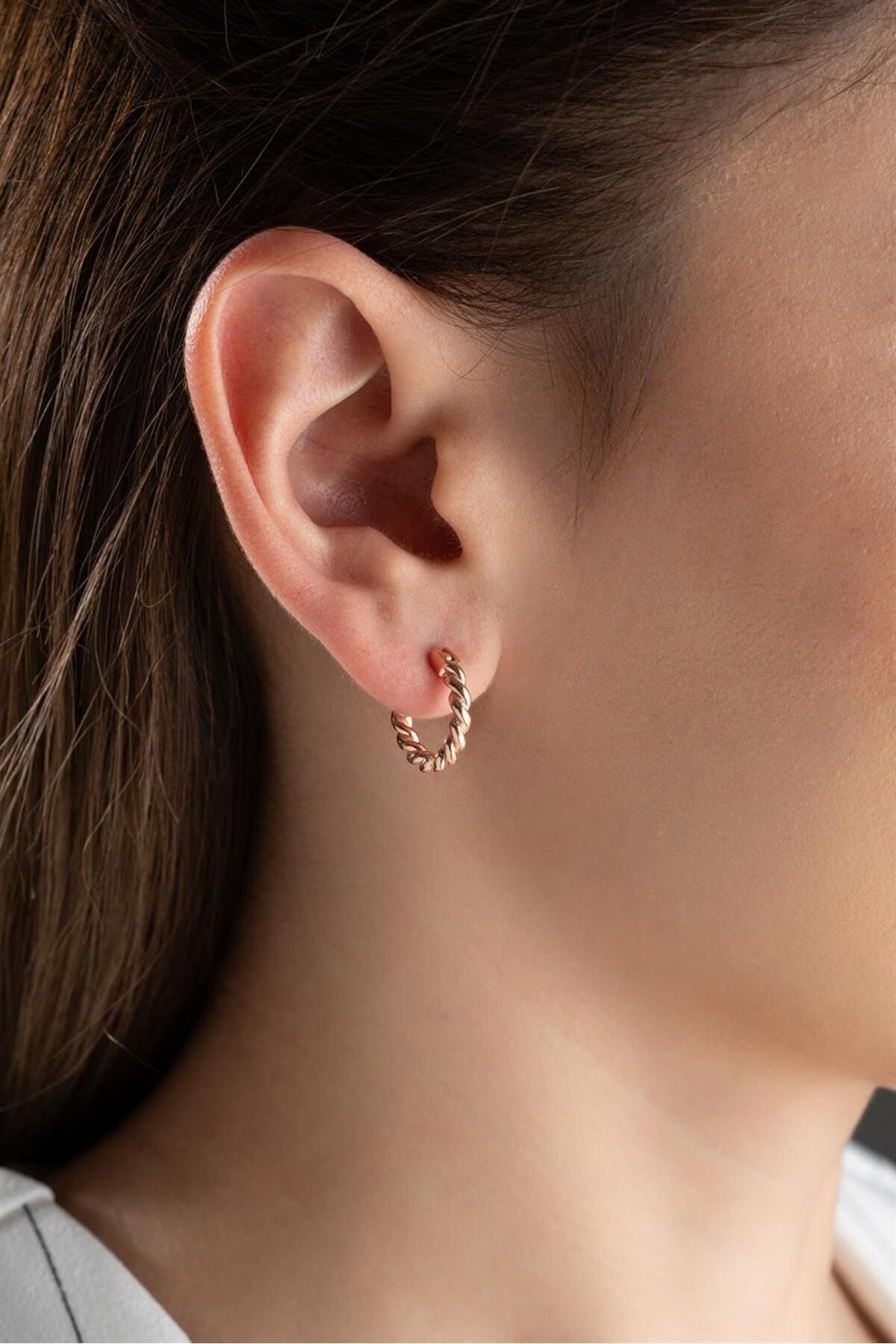 Rose Burma Halka Gümüş Küpe