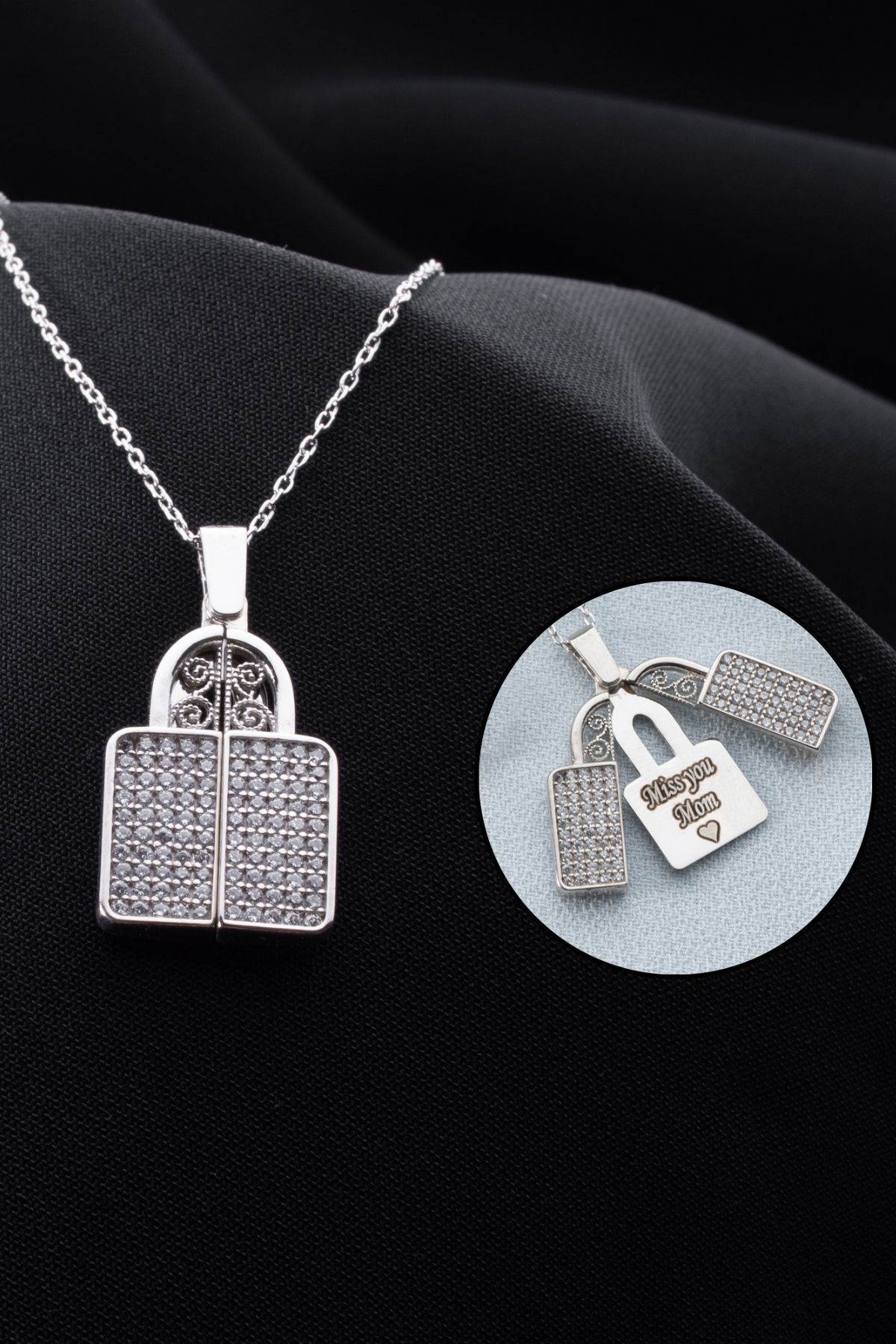 Gümüş Açılır Kilit Kolye