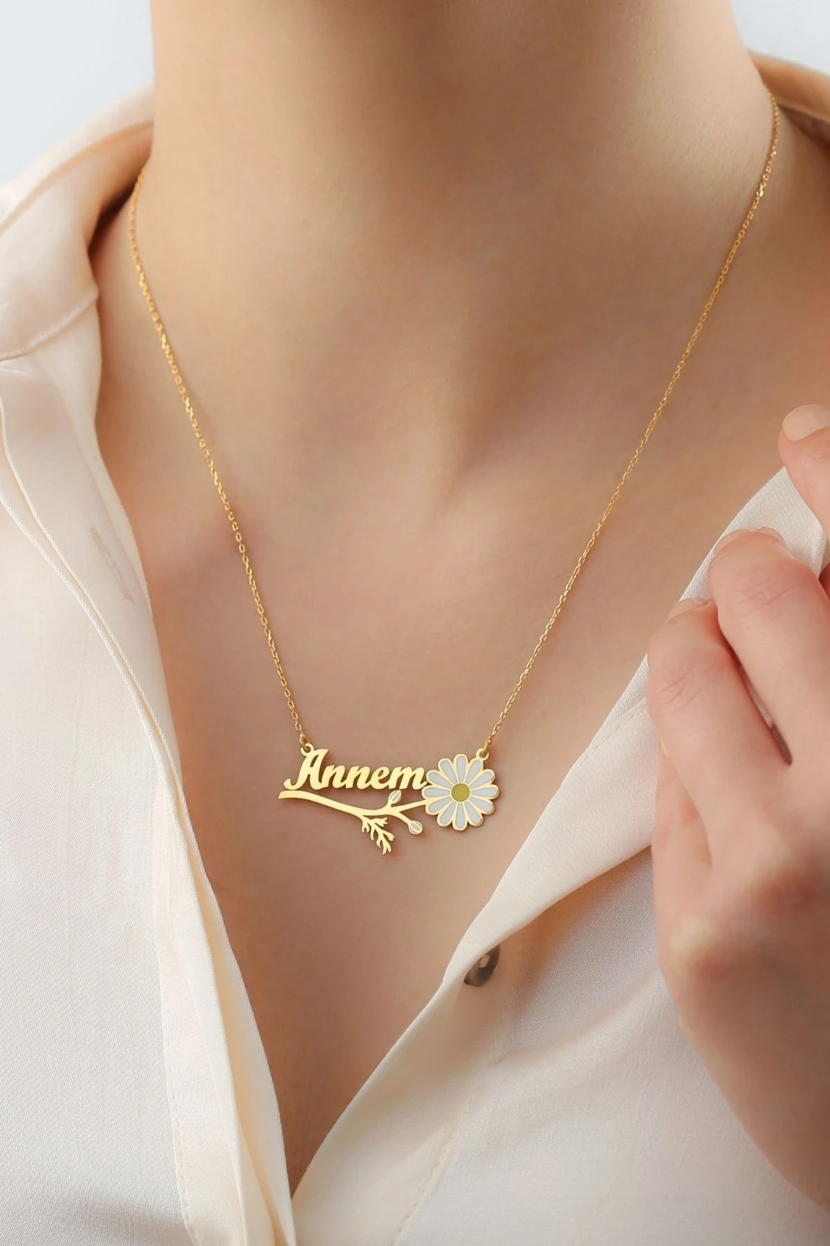 Gümüş Annem Papatya Kolye