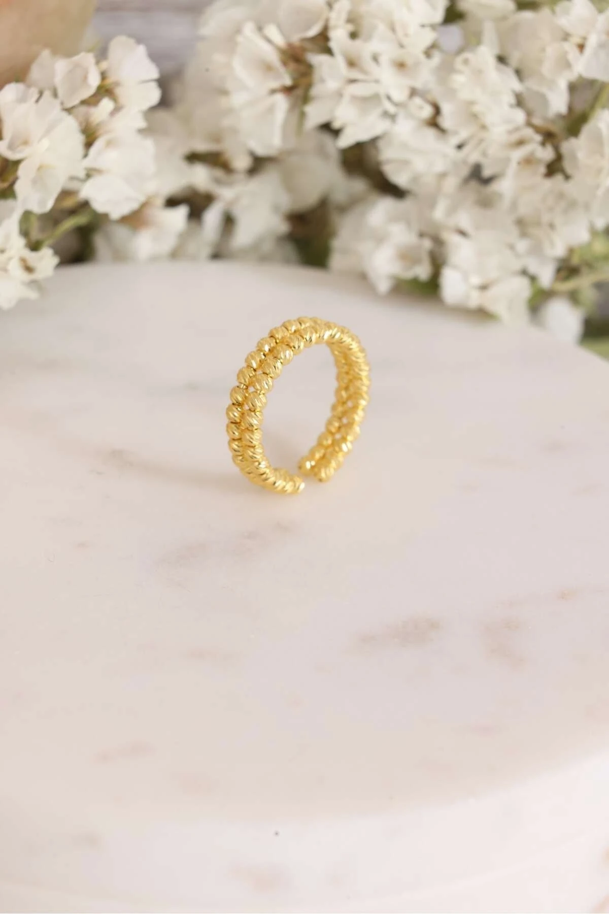 Gümüş Ayarlanabilir 2 Sıra Dorika Yüzük