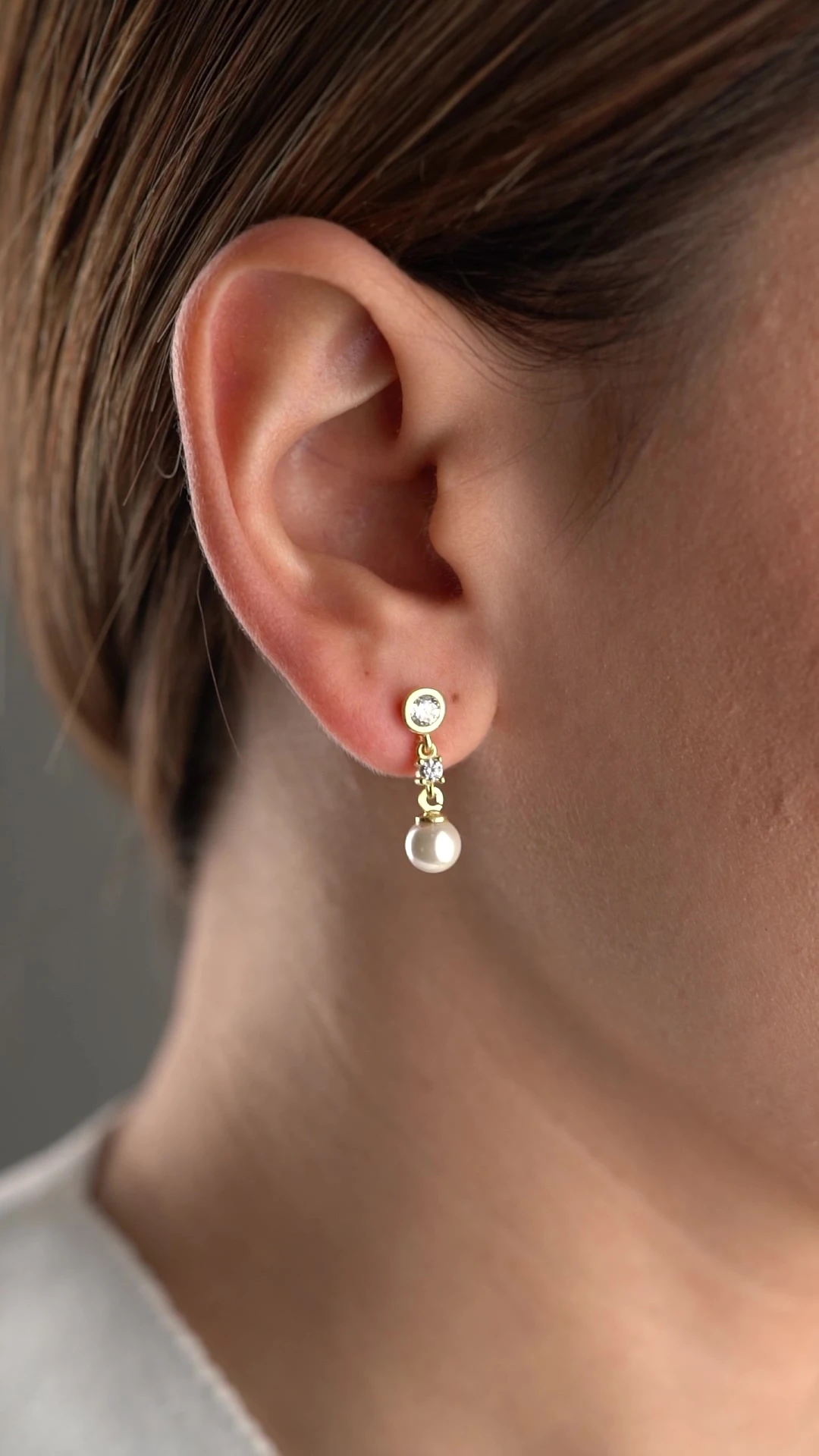 Gümüş Tektaşlı İnci Küpe