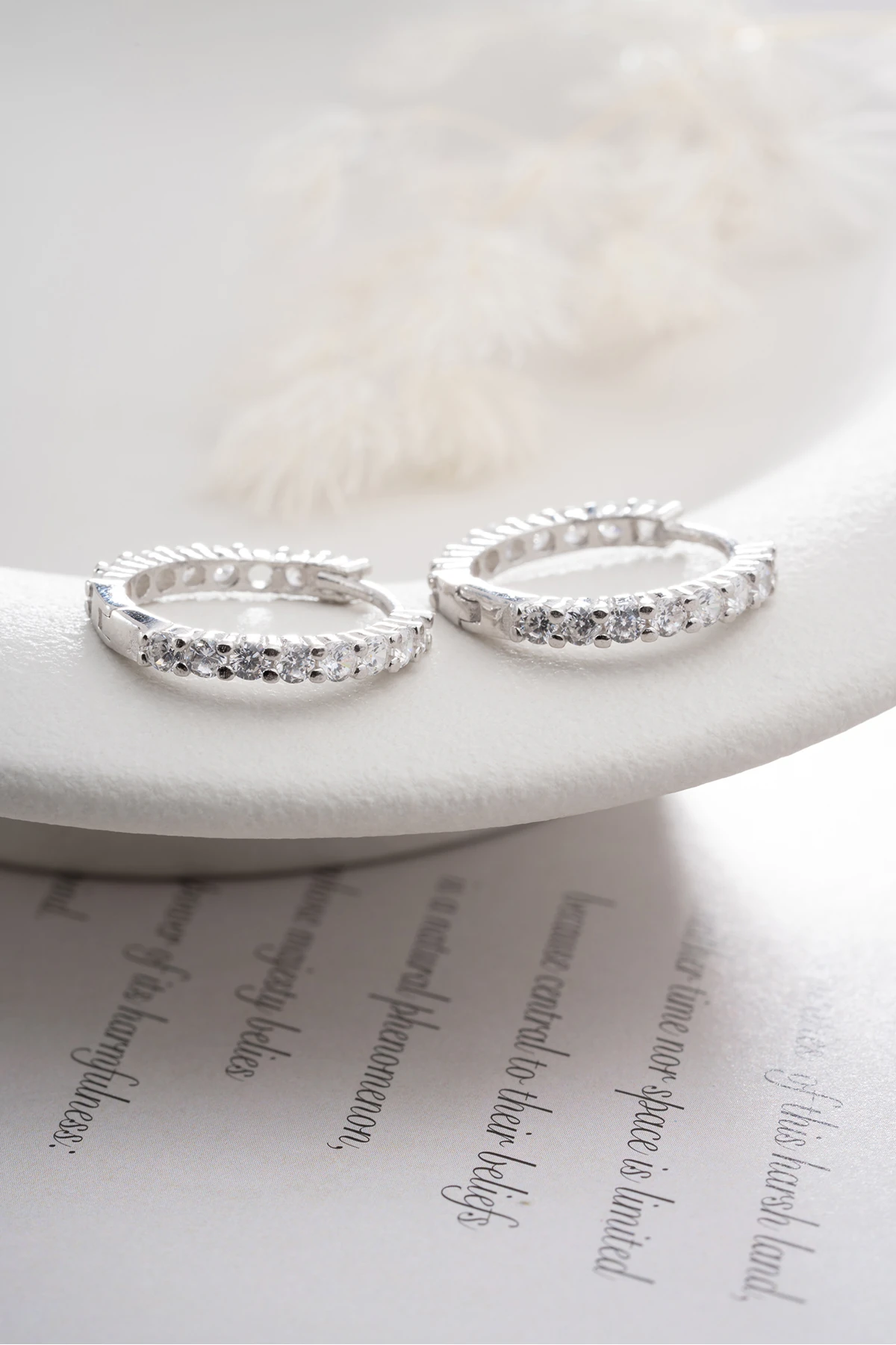 Gümüş Taşlı Halka Küpe