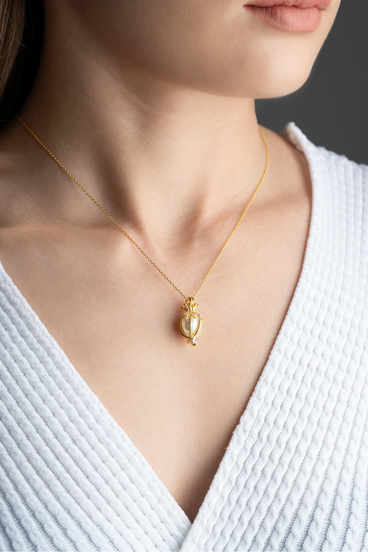 Gümüş Saklı İnci Kolye