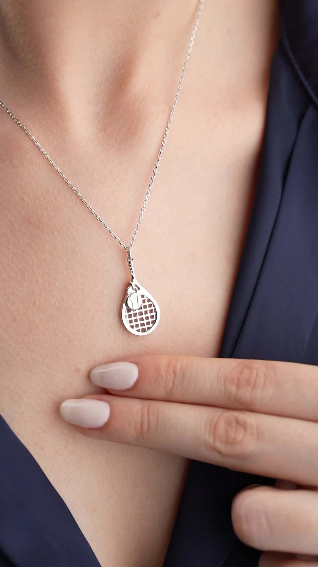 Gümüş Tenis Raketi Kolye