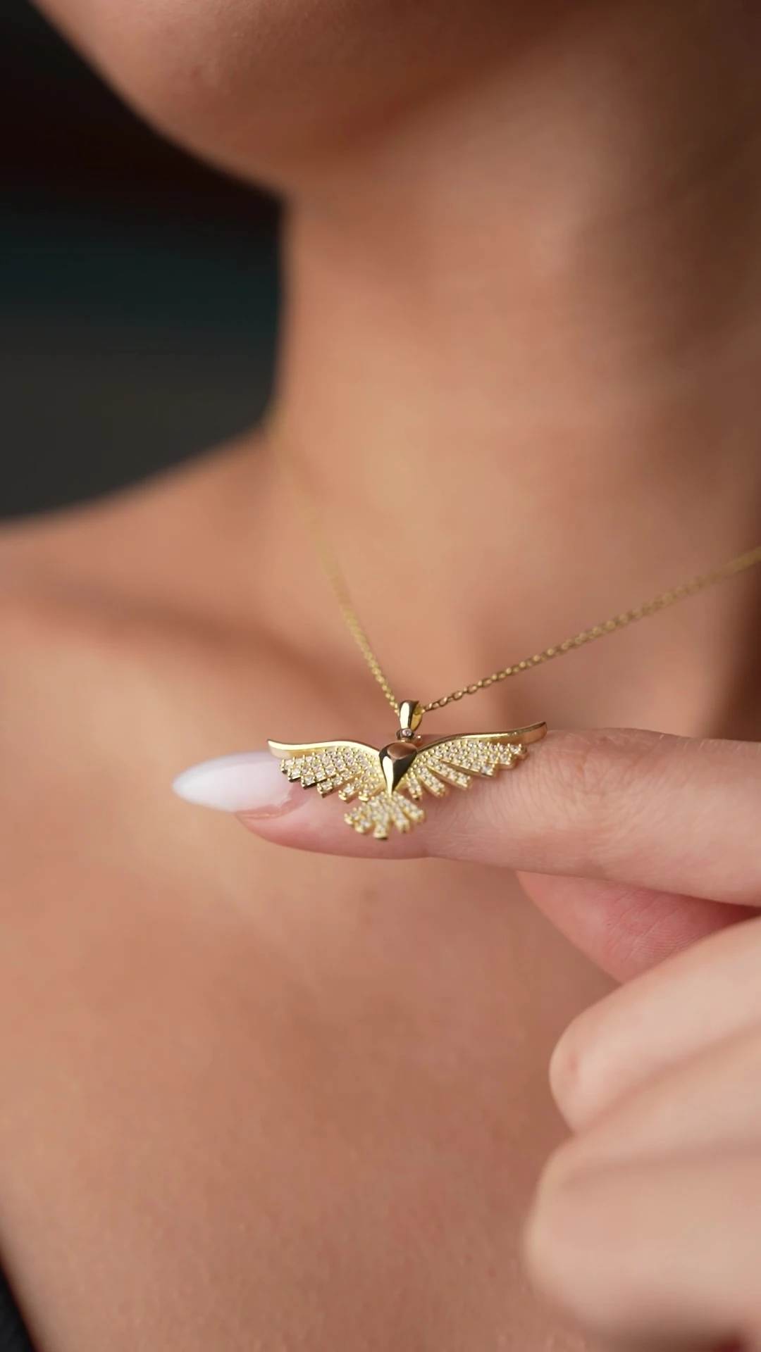 Gümüş Işıklı Kutuda Anka Kuşu Kolye