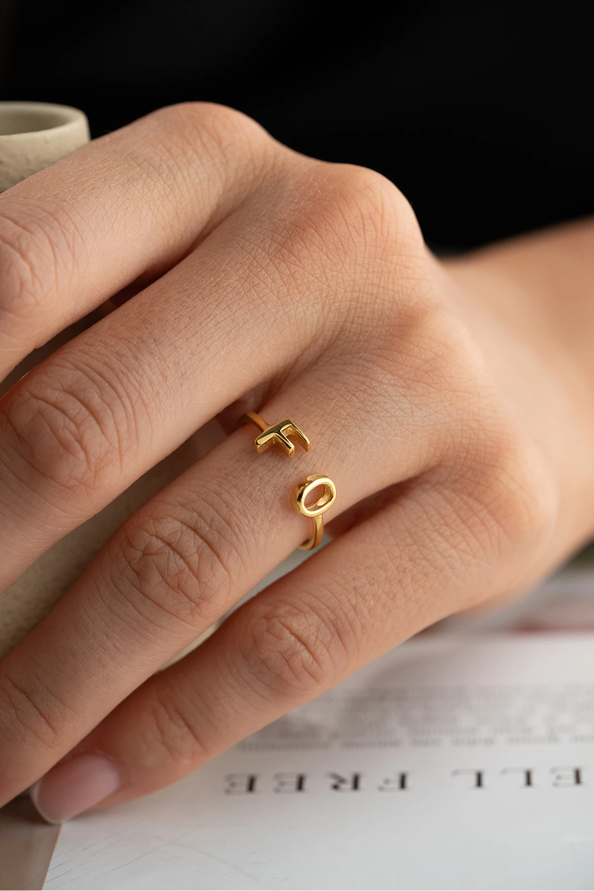 Gümüş Kişiye Özel Çift Harf Yüzük