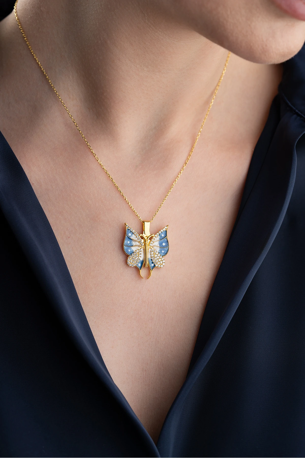 Gümüş İsim Yazılabilen Kelebek Kolye