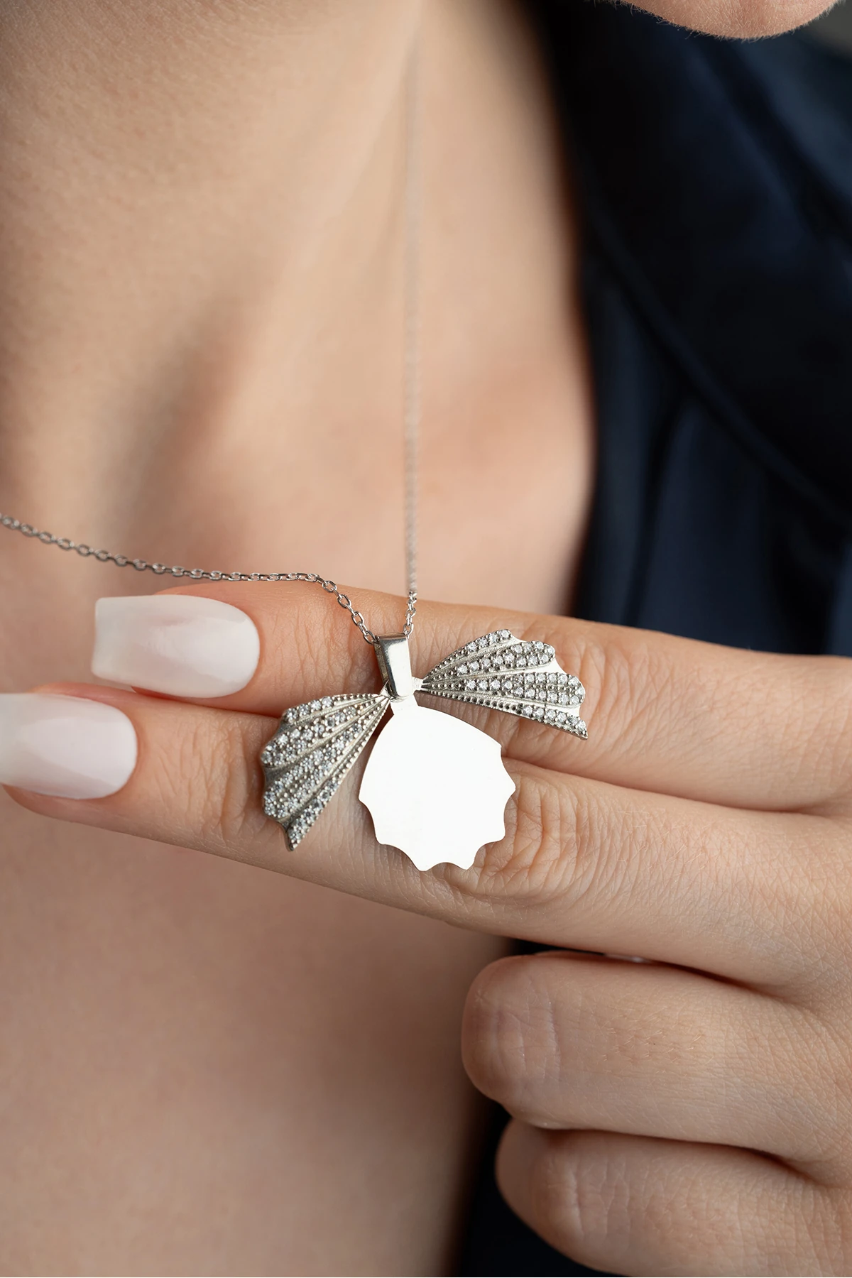 Gümüş Kişiye Özel Deniz Kabuğu Kolye