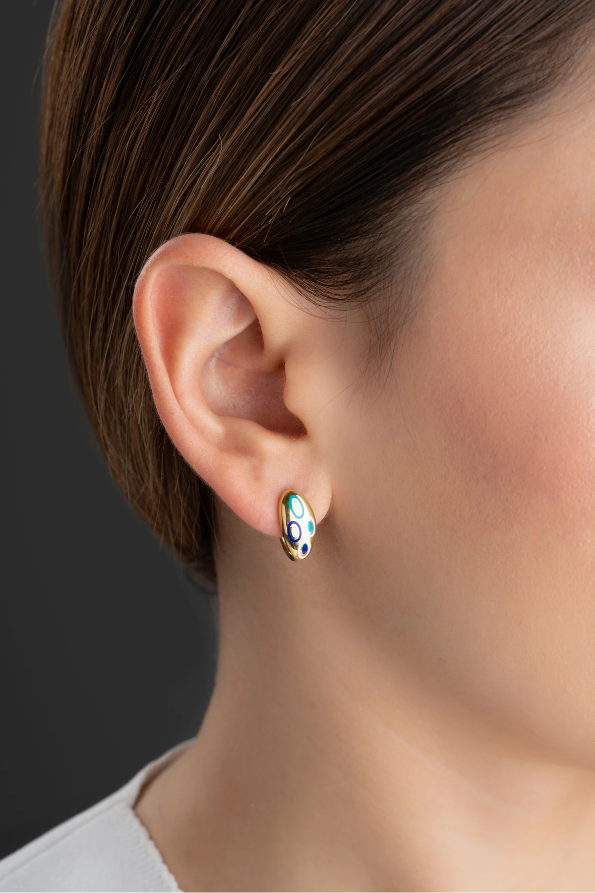 Gümüş Mineli Nazar Küpe