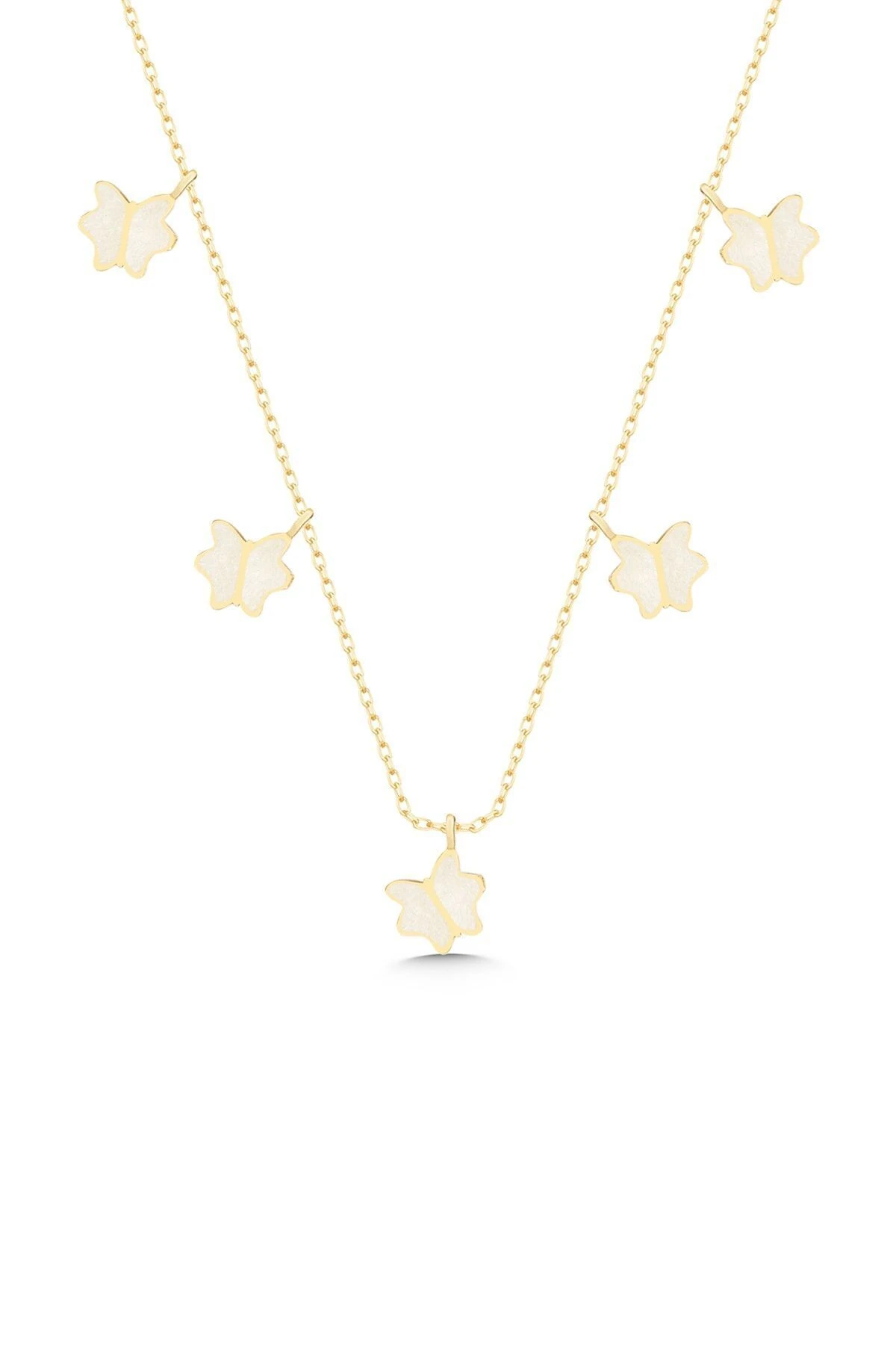 Gümüş Gold Mineli Kelebek Şans Kolye