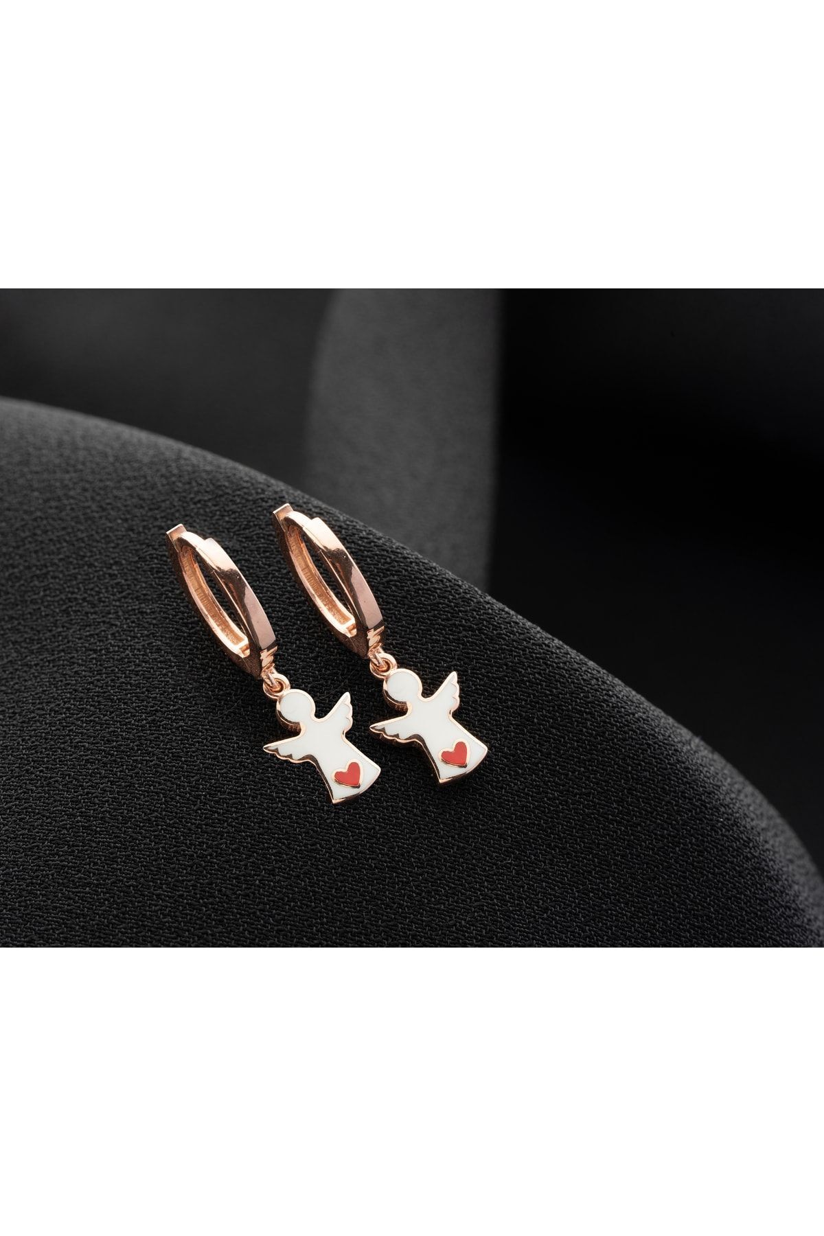 Rose Mineli Melek Gümüş Küpe