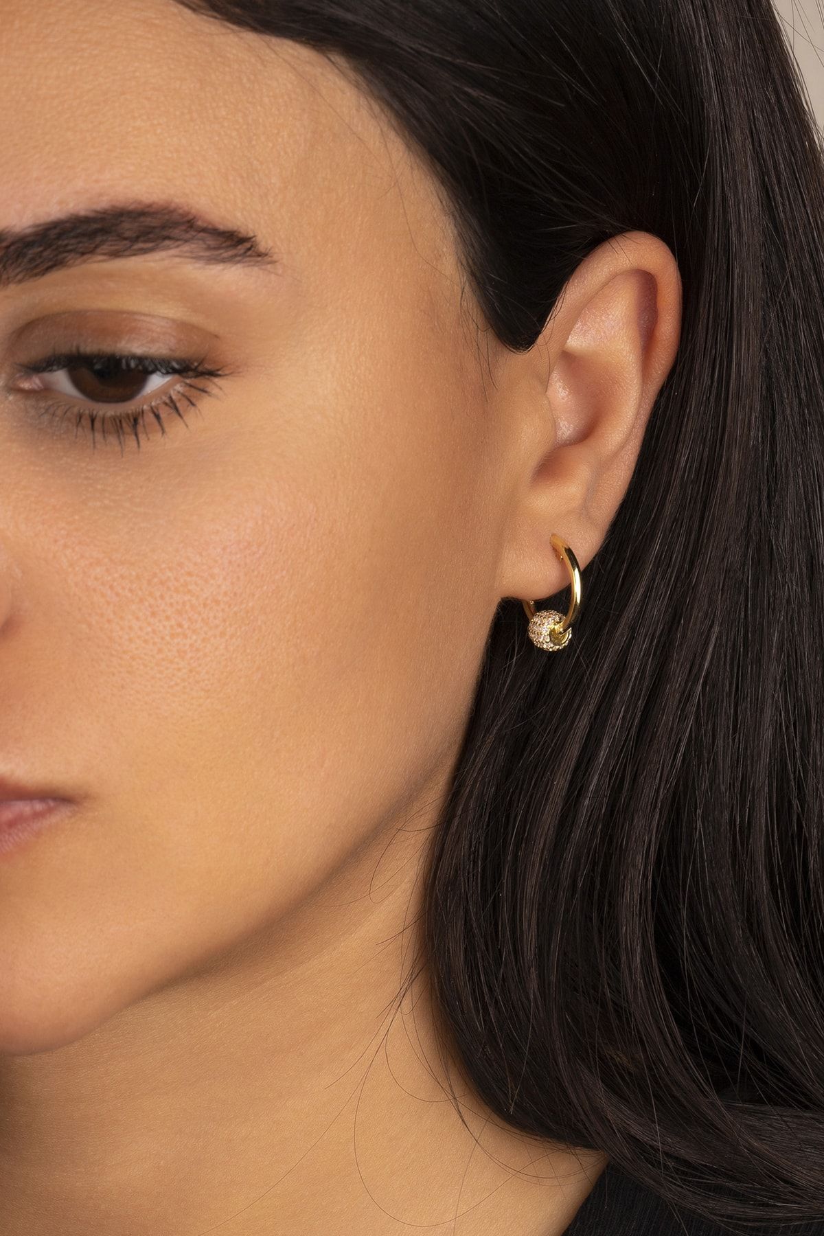 Gold Halka Gümüş Küpe