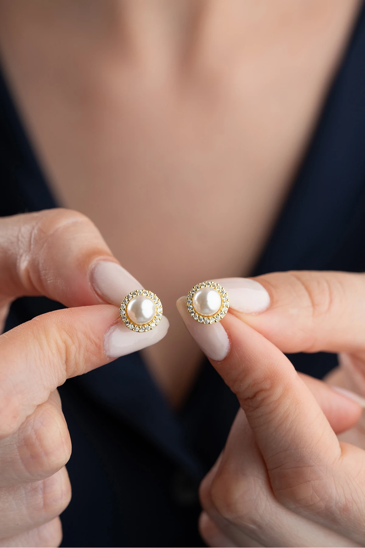 Gümüş İnci Küpesi