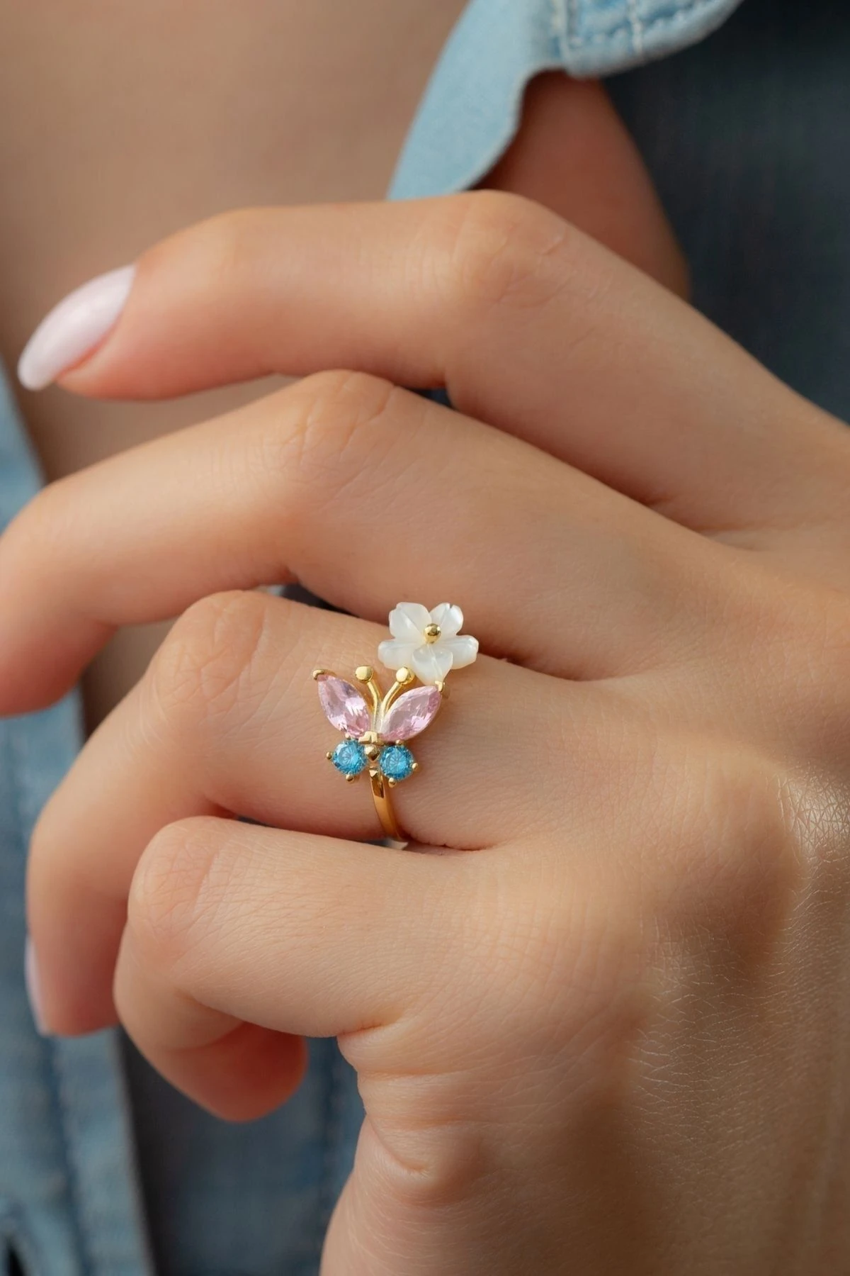 Gümüş Kelebek Sedefli Yüzük