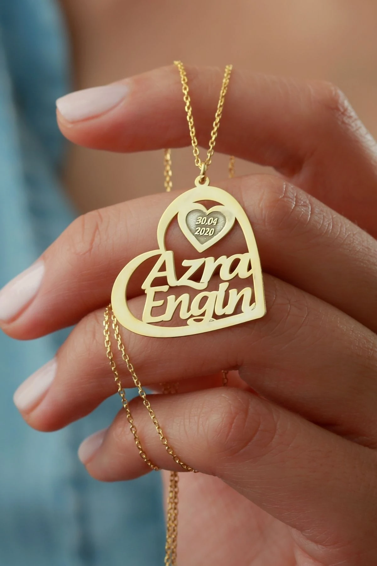 Gümüş Isimli Tarihli Kalp Kolye