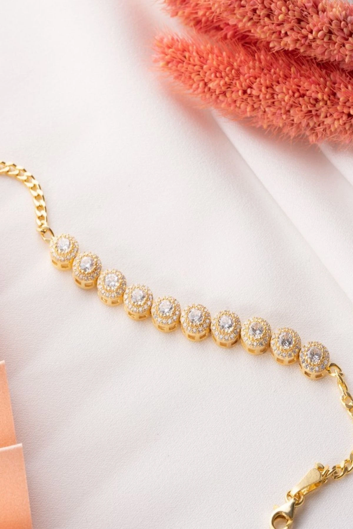 Gümüş Halka Taşlı Asansörlü Bileklik