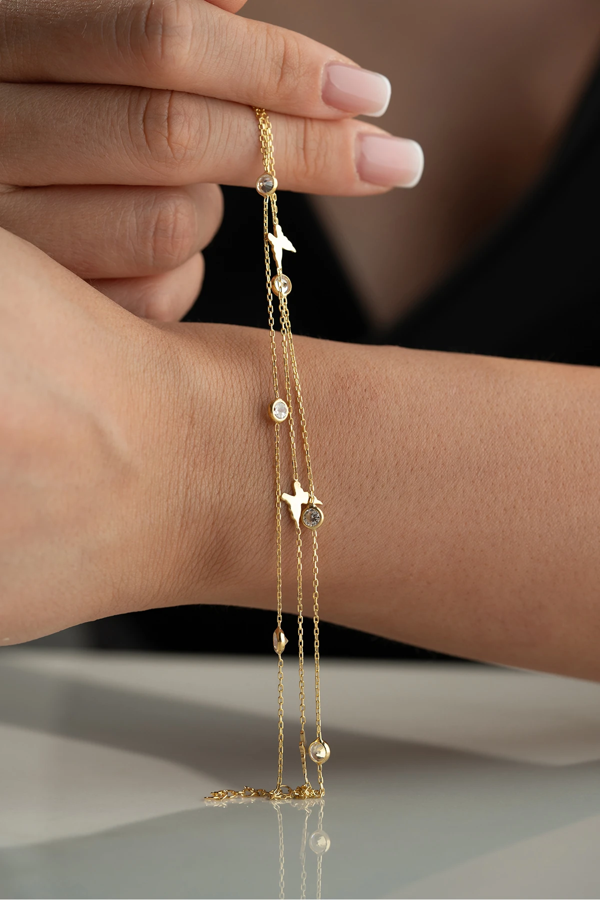 Gümüş Kelebek Taşlı Bileklik