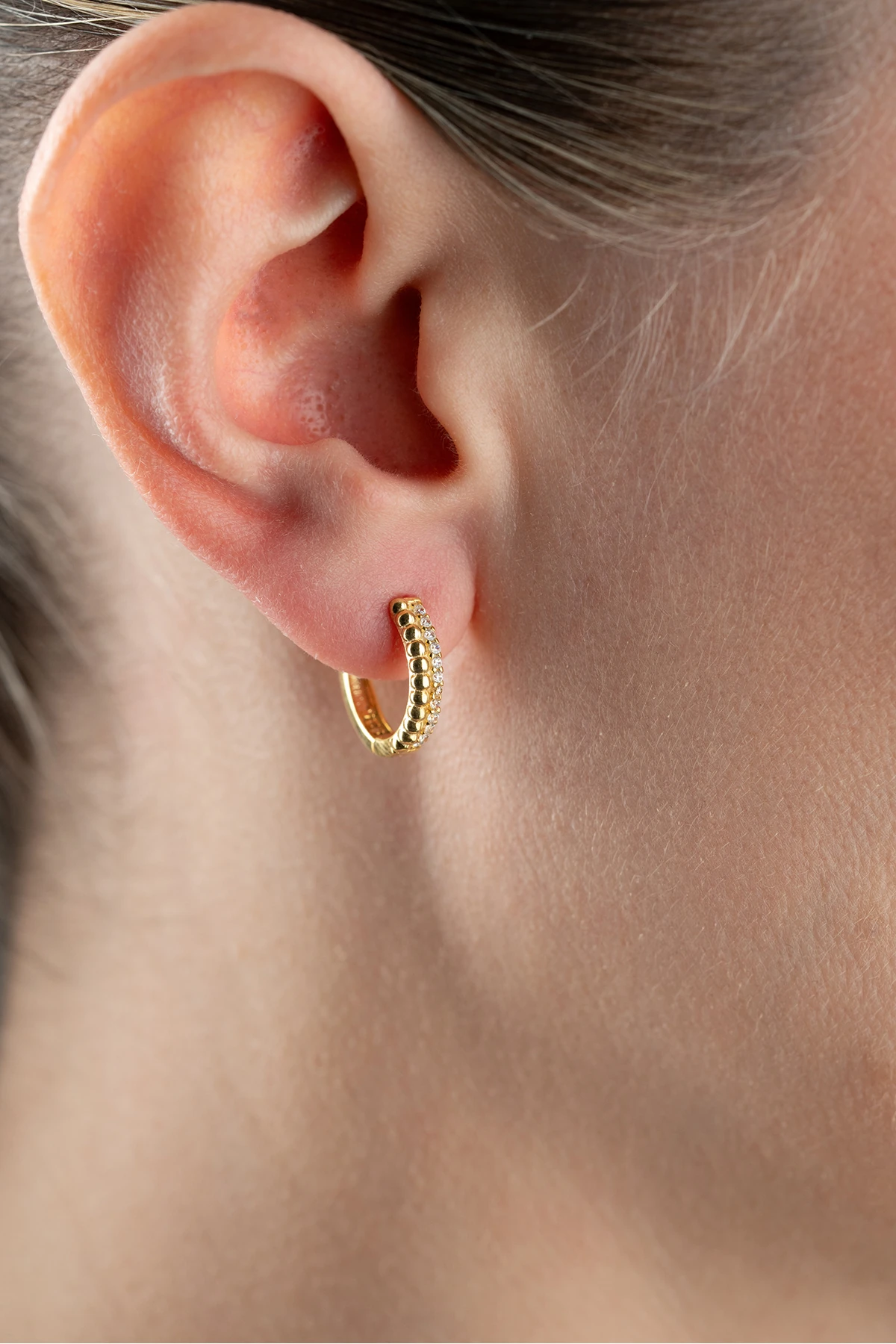 Gümüş Zirkon Taşlı Halka Küpe