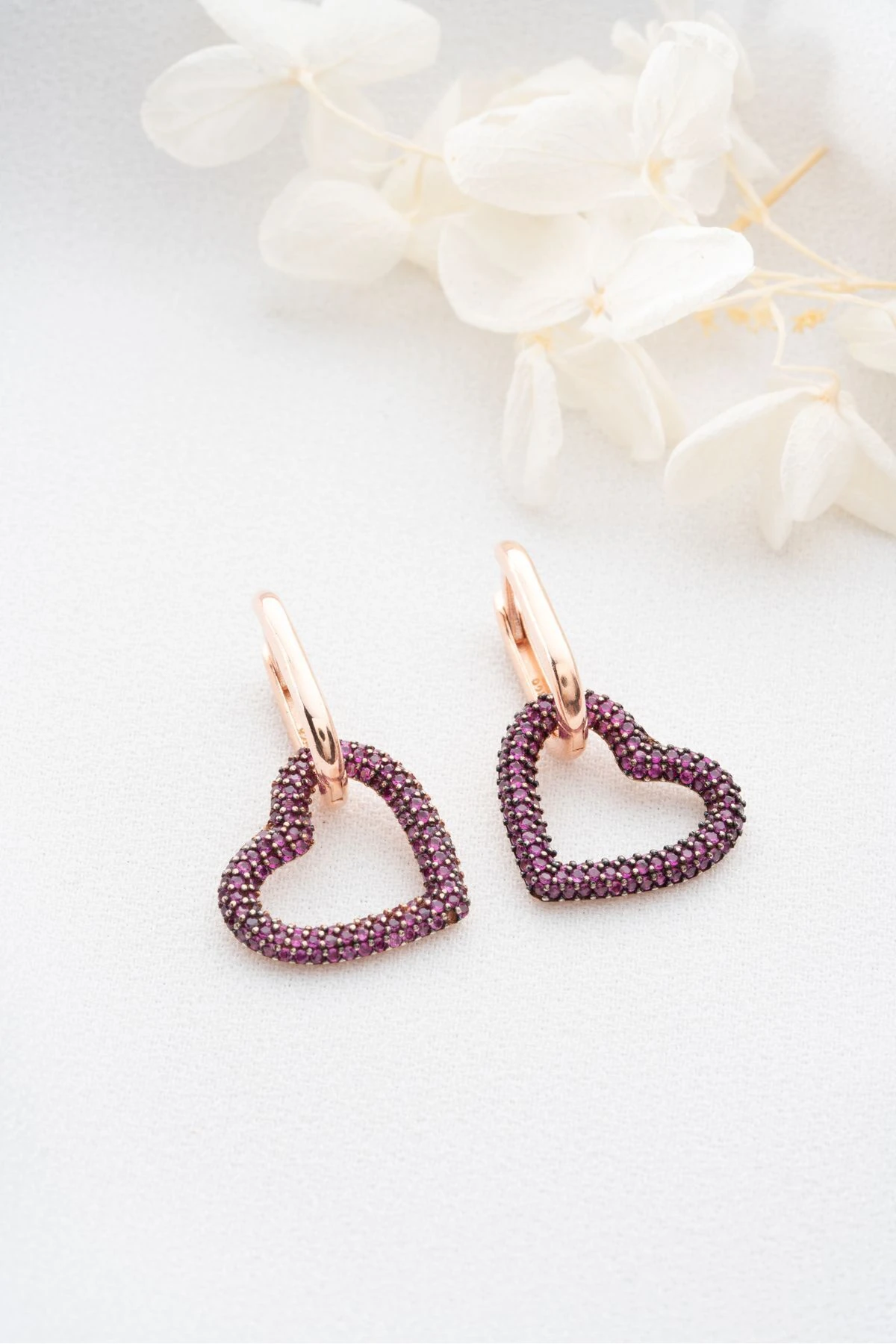 Gümüş Sallantılı Kalp Küpe