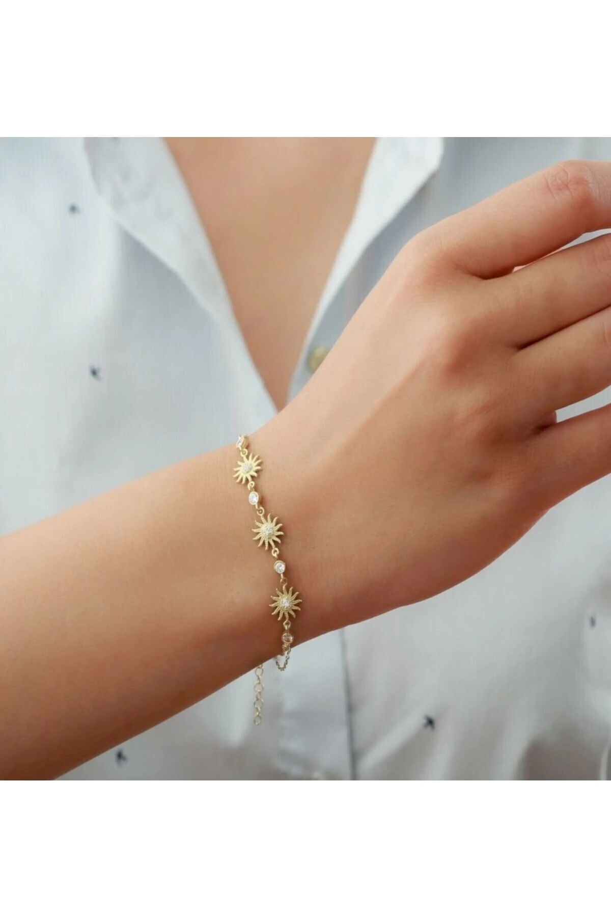 3'lü Güneş Gold Gümüş Bileklik