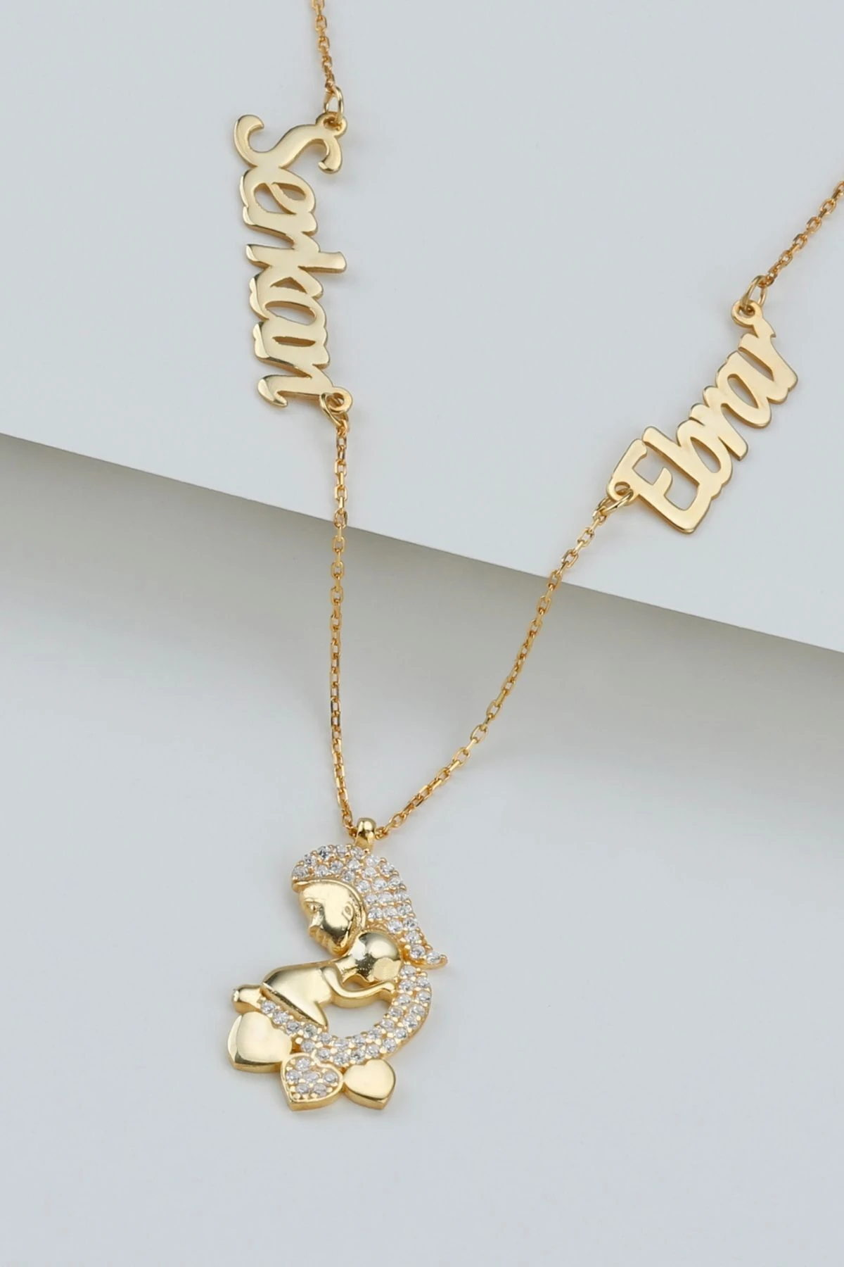 Gümüş Kişiye Özel Isimli Anne Bebek Kolye