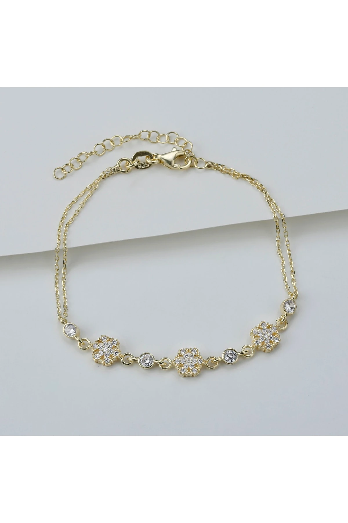 Kar Tanesi Gold Gümüş Bileklik